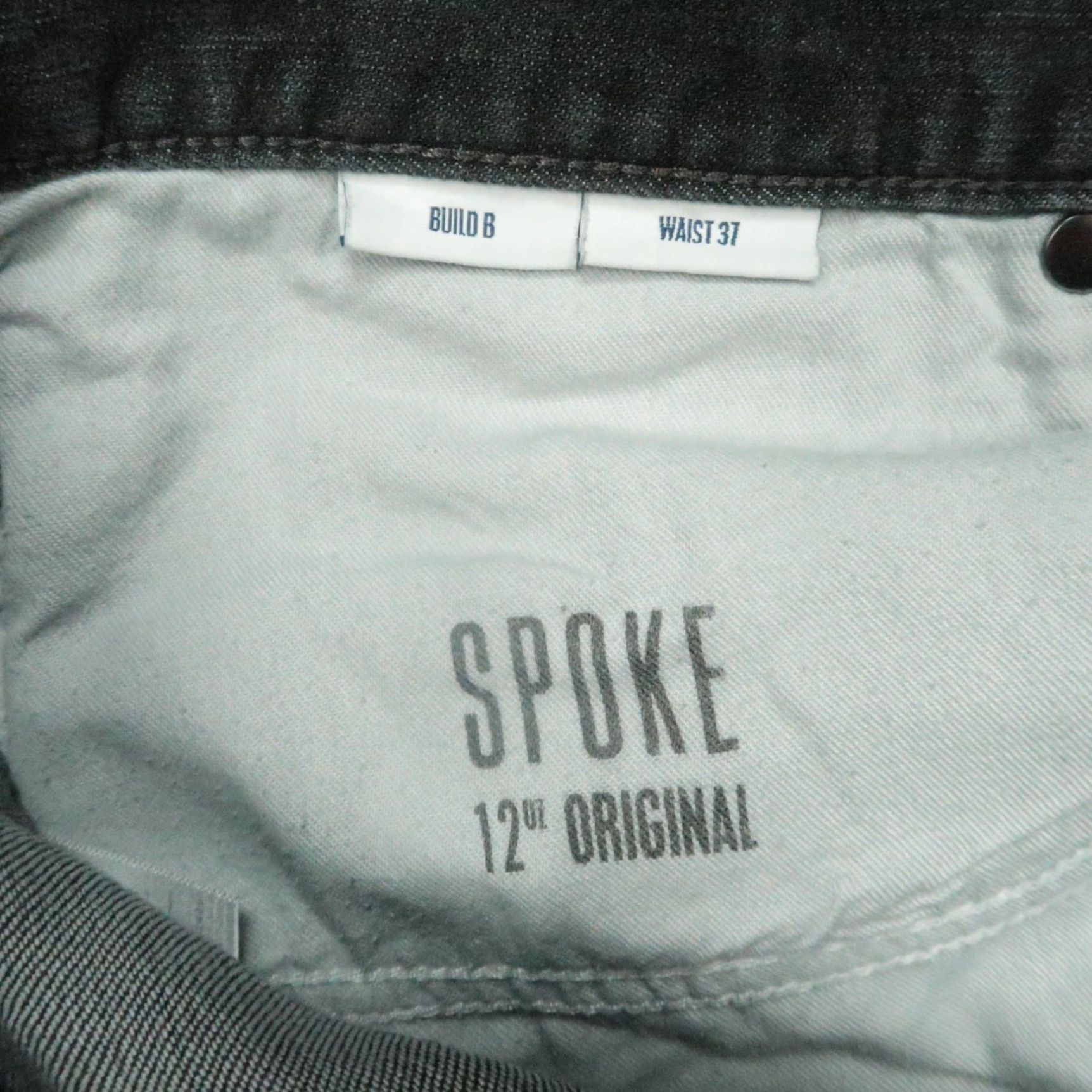 Denime Spoke Jeans Mens 37x29 Denim Straight 5-Pocket Black 37 Inseam Dark Denim Button Zip Belt Loops Regular Size 37 Vintage No Size US 37 - 7 Thumbnail