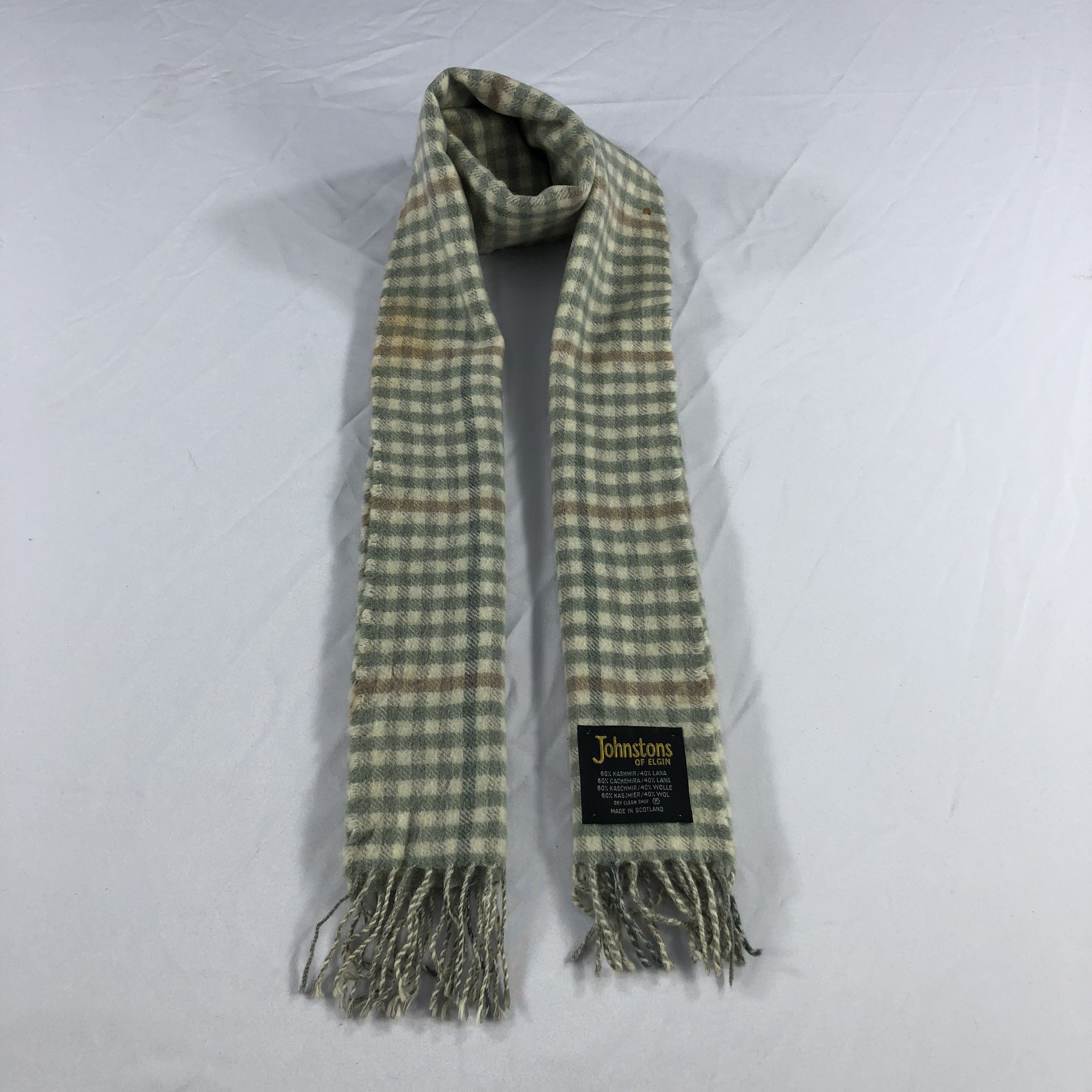 Johnstons of Elgin Cashmere Gingham Scarf Muffler V1051