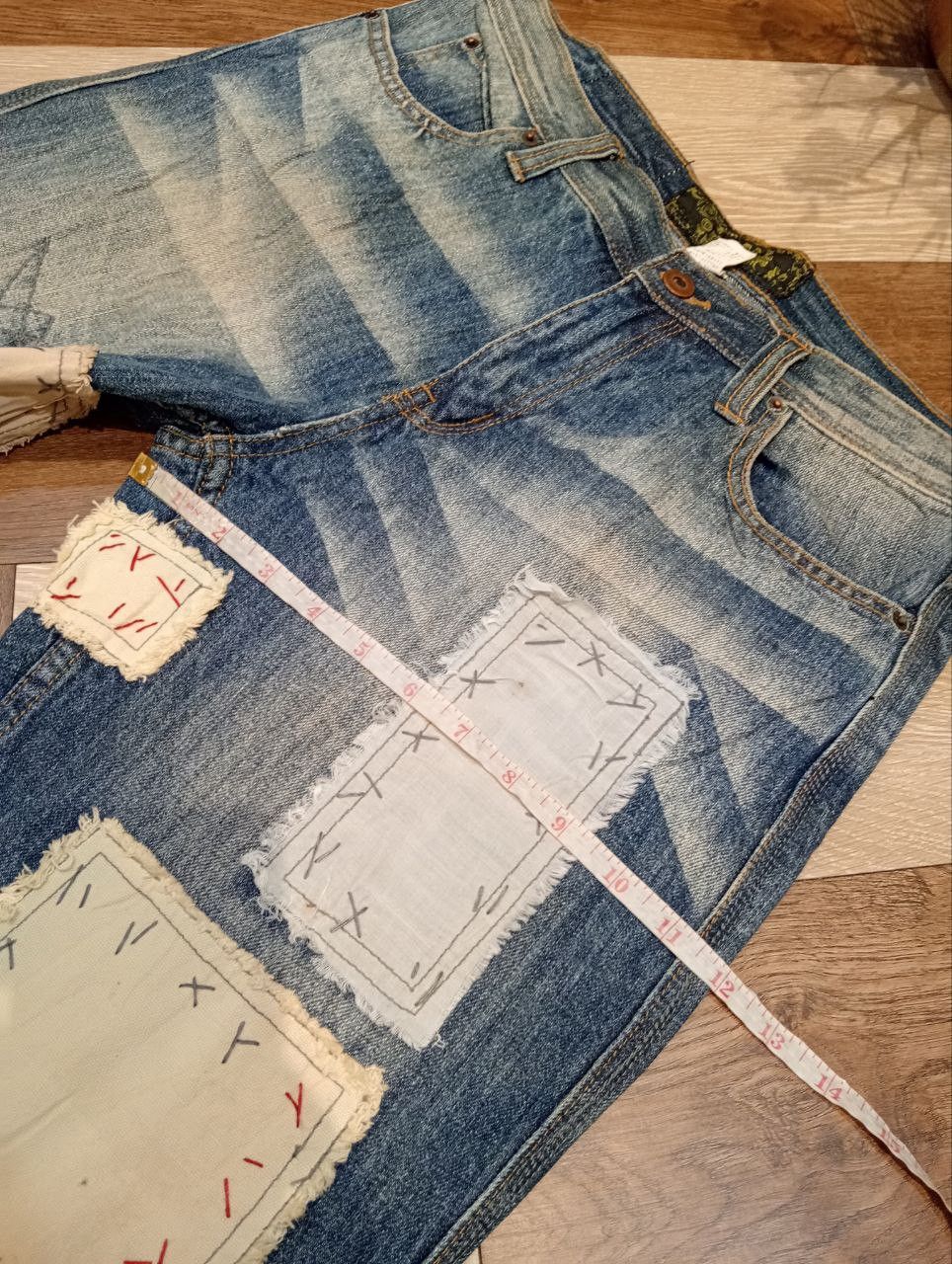 Japanese Brand JAPANESE OUTBALL WEST PATCHWORK DISTRESSED JEANS Size US 33 - 17 Thumbnail