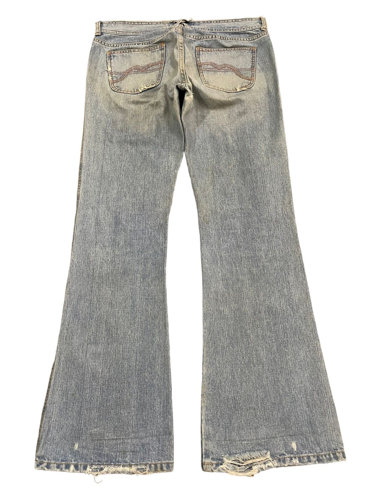 If Six Was Nine Vintage Japanese Brand Blue Wash Distress Flare Jeans Size US 33 - 2 Thumbnail