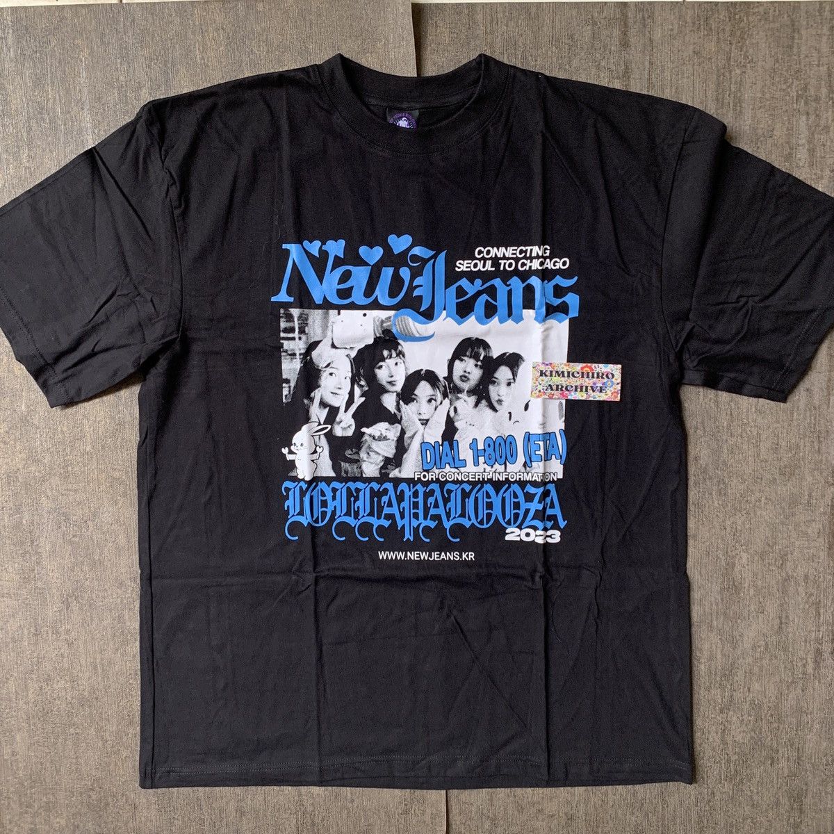 image of Band Tees x Rap Tees Newjeans X Lollapalooza X New Jeans X Kpop Tees X Bts Ador in Black (Size XL)