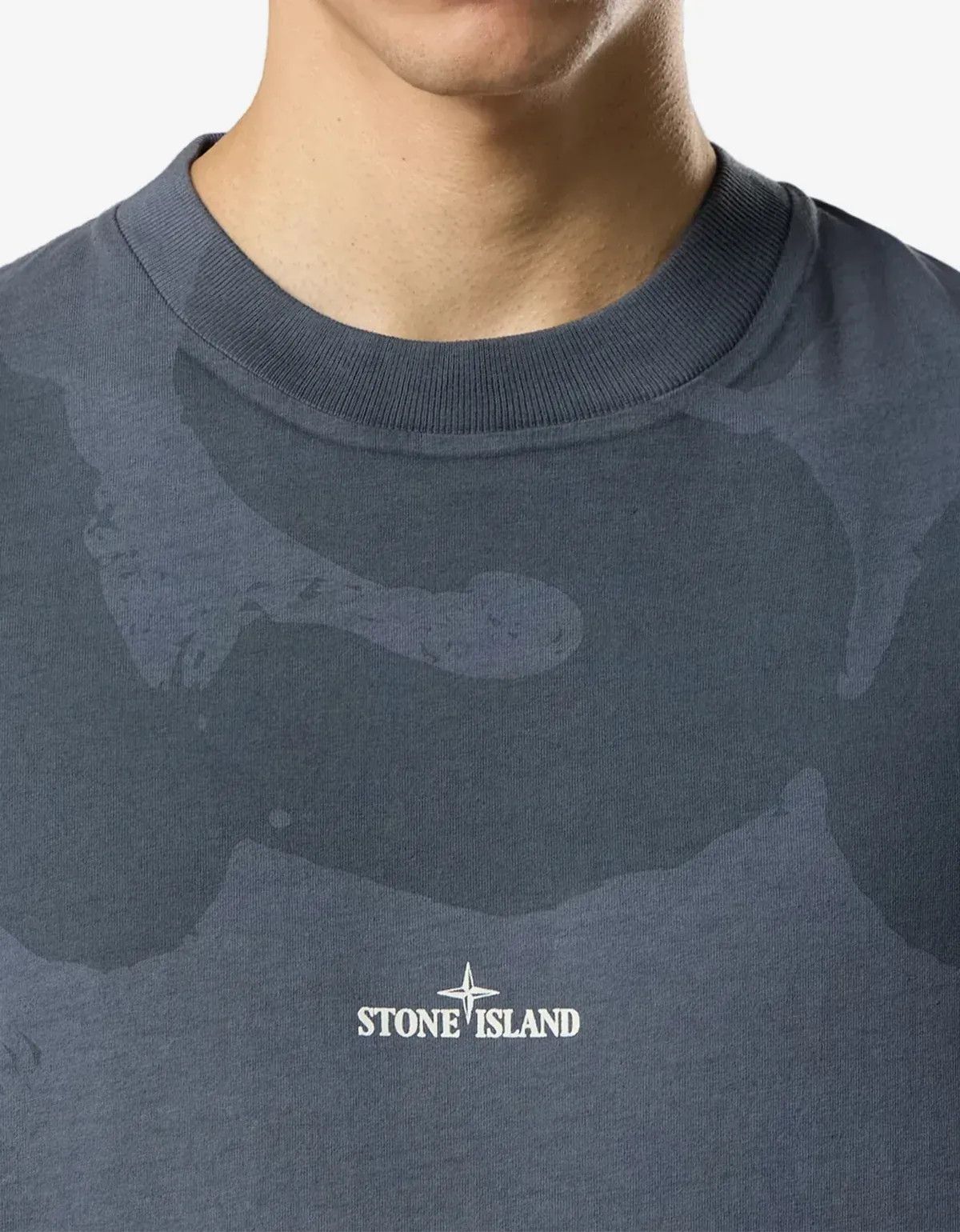 Stone Island Stone Island Blue Grey ‘Whirlwind Type’ Print T-Shirt Size US L / EU 52-54 / 3 - 4 Thumbnail