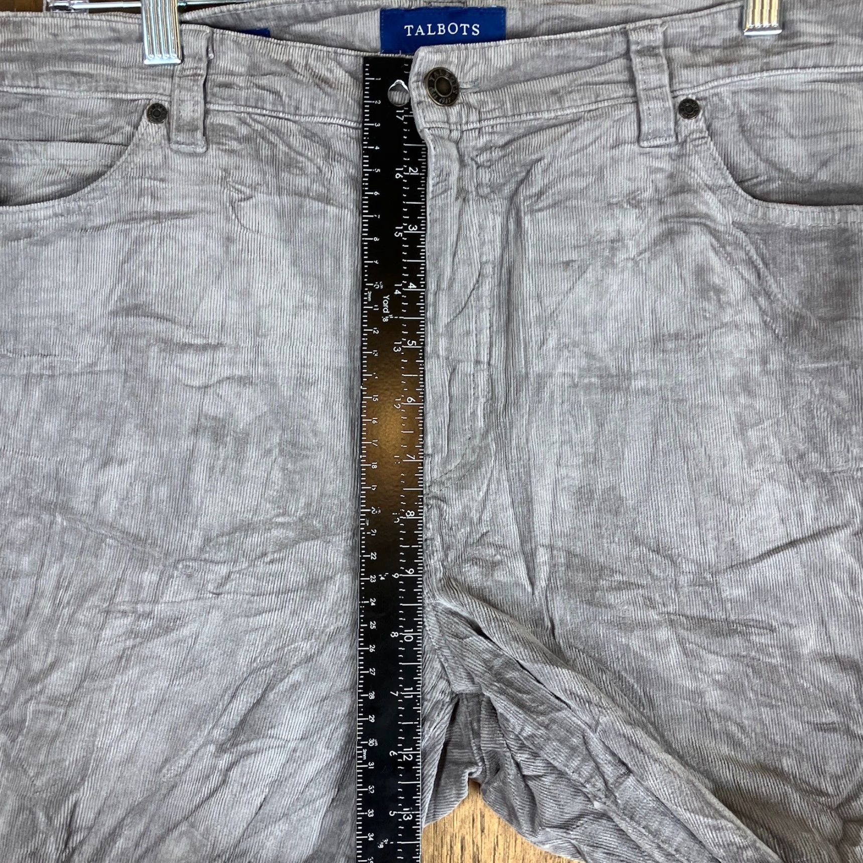 Talbots VINTAGE Talbots Womens Jeans Gray Corduroy Petite High Waist Straight Leg Stretch 14P Size 25" / US 0 / IT 36 - 7 Thumbnail