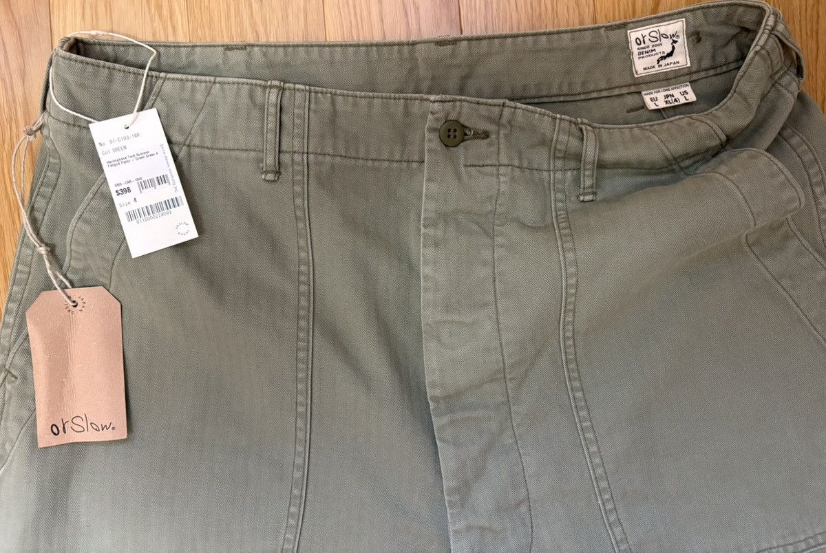Orslow orSlow Herringbone Summer Fatigue Pants Green (Size 4) Size US 34 / EU 50 - 3 Thumbnail