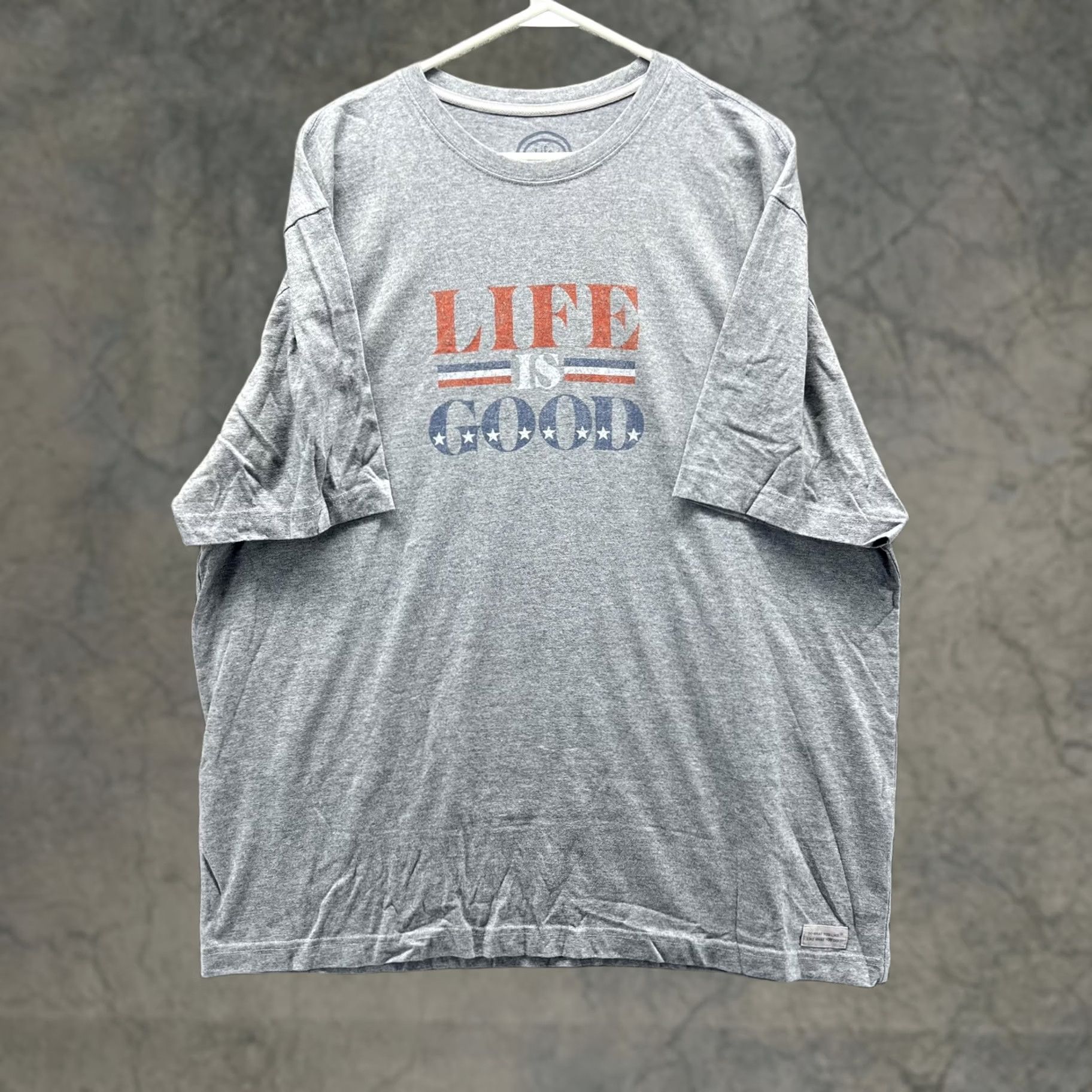 Life is Good Life is Good Shirt Mens XL Gray Patriotic USA Flag Graphic Tee Cotton Blend Size US XL / EU 56 / 4 - 1 Thumbnail