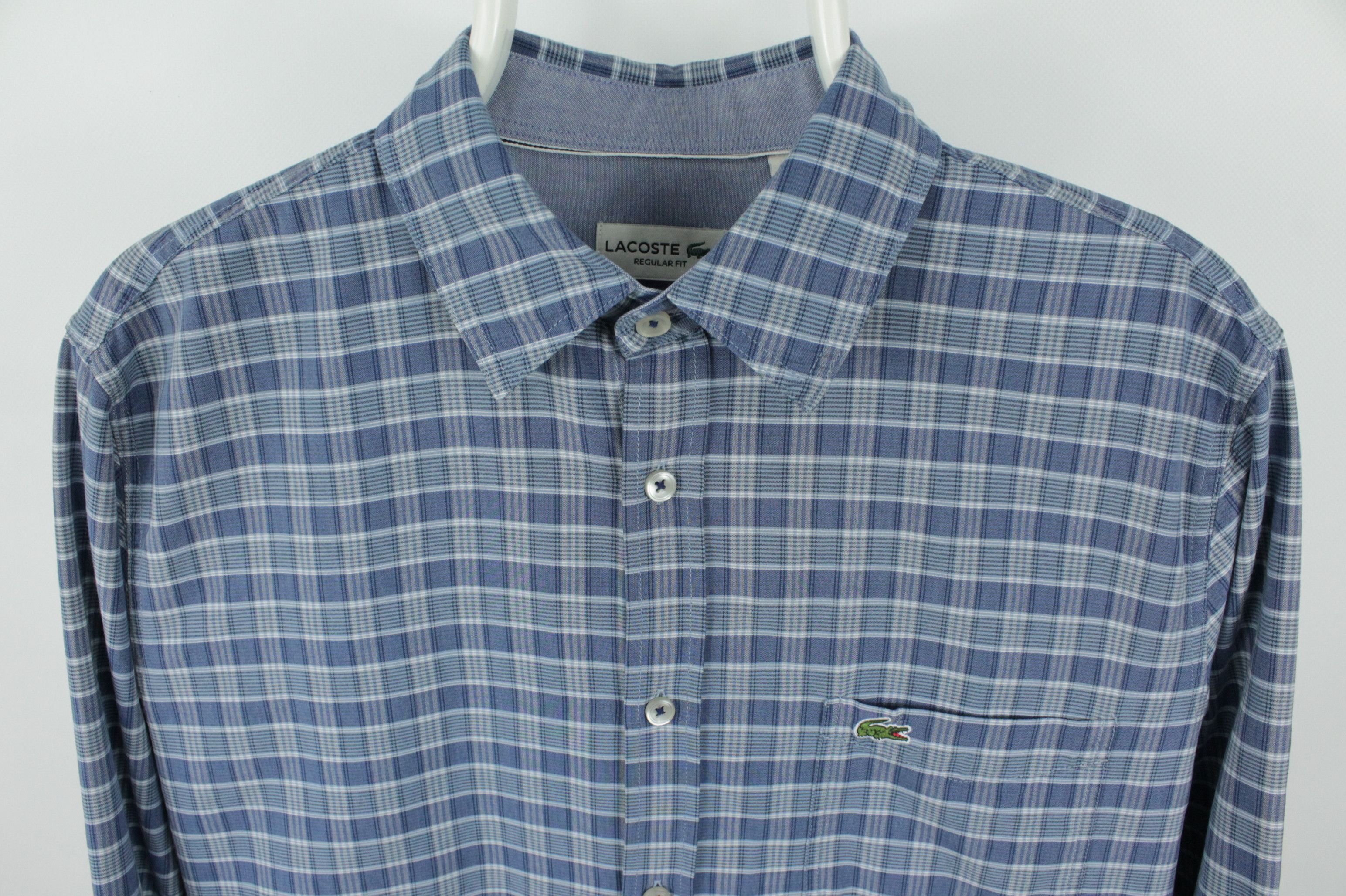 Lacoste Lacoste Regular Fit Checkered Blue Casual Shirt Mens Size US M / EU 48-50 / 2 - 2 Thumbnail