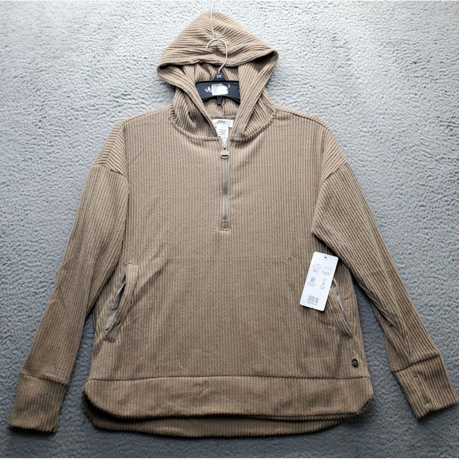 Jones New York Jones New York Sport Hoodie Womens M Brown 1/4 Zip Thumb Hole Hooded Regular Length 26.5 in Chest 22" NWT Ladies Shirt Category: Hoodie Size M / US 6-8 / IT 42-44 - 2 Thumbnail