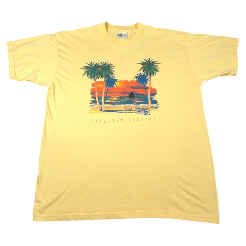 Vintage VINTAGE Florida Shirt Lexington Men XL Yellow 90s T-Shirt Short Sleeve Crew Neck Cotton Blend Sarasota Beach Sunset Ocean Size US XL / EU 56 / 4 - 2 Thumbnail