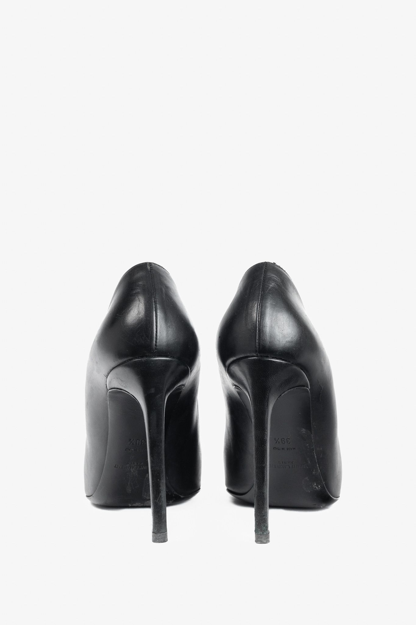 Saint Laurent Paris Saint Laurent Black Leather Pointed-Toe Pumps Size US 9 / IT 39 - 3 Thumbnail
