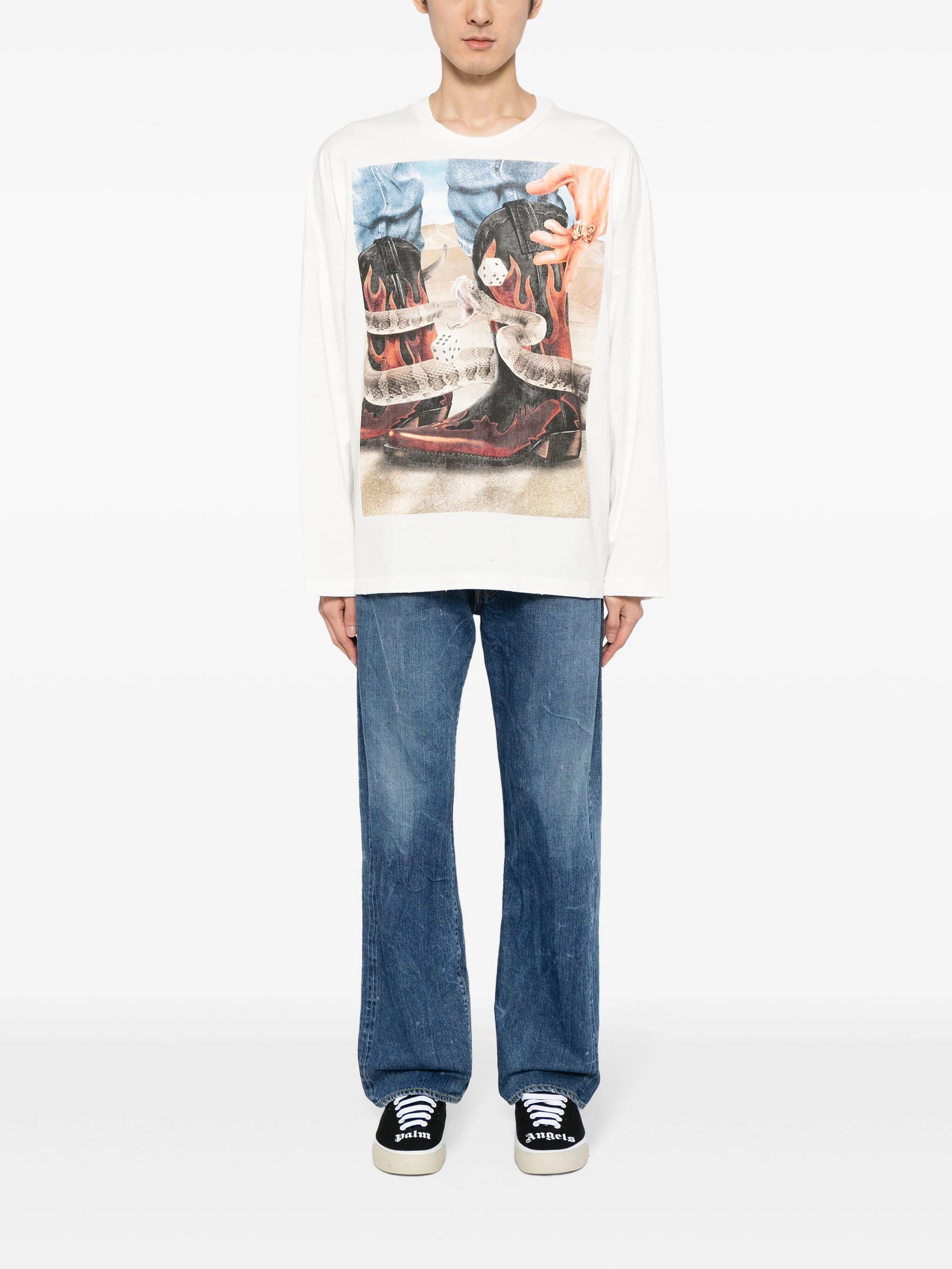 Palm Angels os11x0824 Long Sleeve T-Shirt in White Size US XXL / EU 58 / 5 - 2 Thumbnail