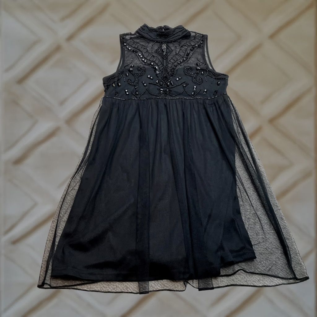 Boohoo Boohoo Dress Womens Black Sleeveless Sheer Shell Midi Shift Casual Party Polyester Size M / US 6-8 / IT 42-44 - 1 Thumbnail