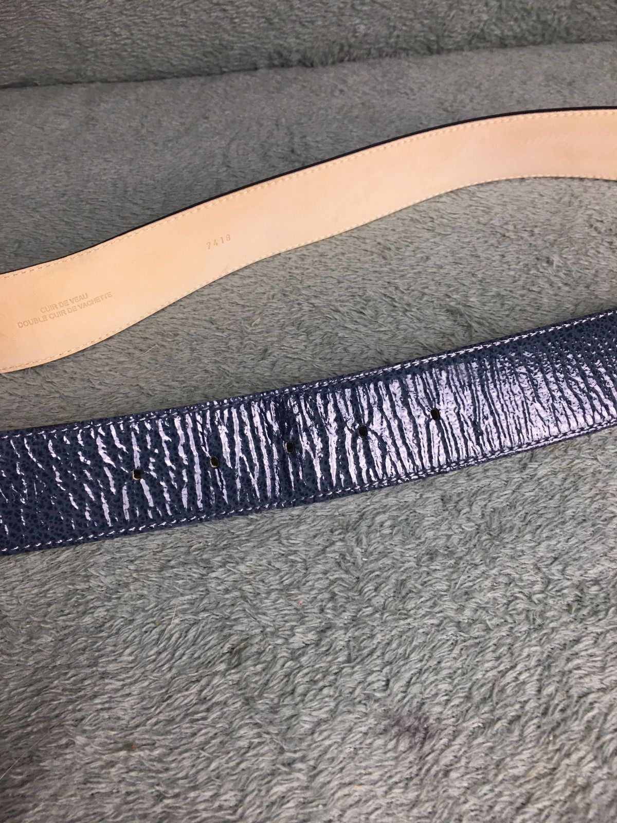 Longchamp LONGCHAMP Blue Patent Leather Belt Designer France Size ONE SIZE - 12 Thumbnail