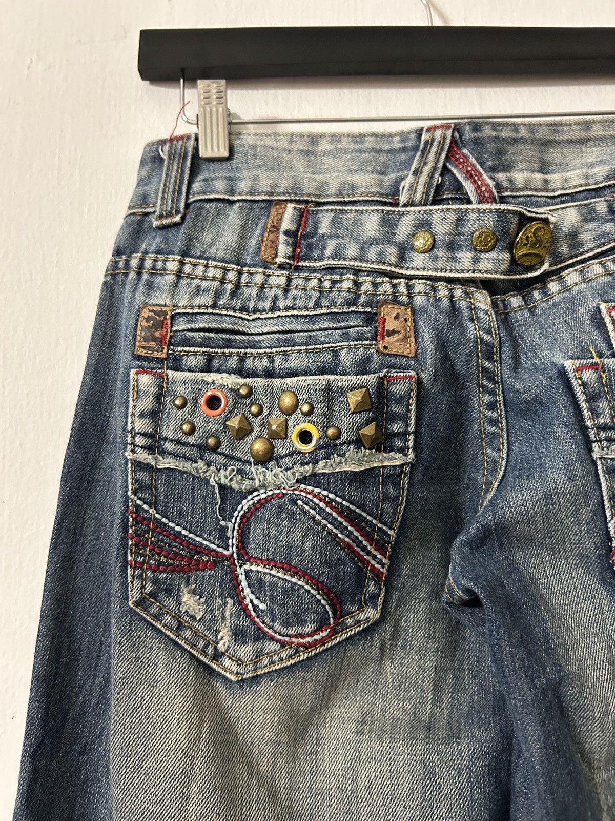 If Six Was Nine × Japanese Brand × Le Grande Bleu (L.G.B.) Flare Jeans Satisfaction Sick Design Vintage Denim Style Size 28" / US 6 / IT 42 - 12 Thumbnail