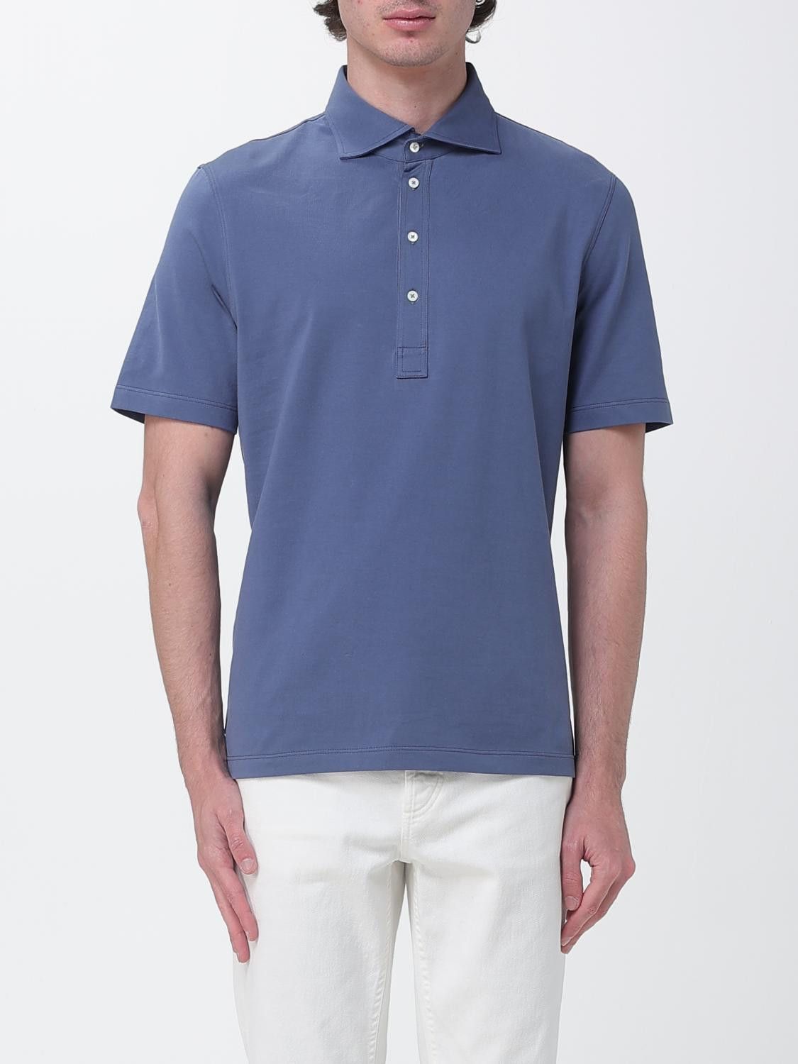 Brunello Cucinelli Brunello Cucinelli Polo Shirt Men Denim Size US M / EU 48-50 / 2 - 1 Thumbnail