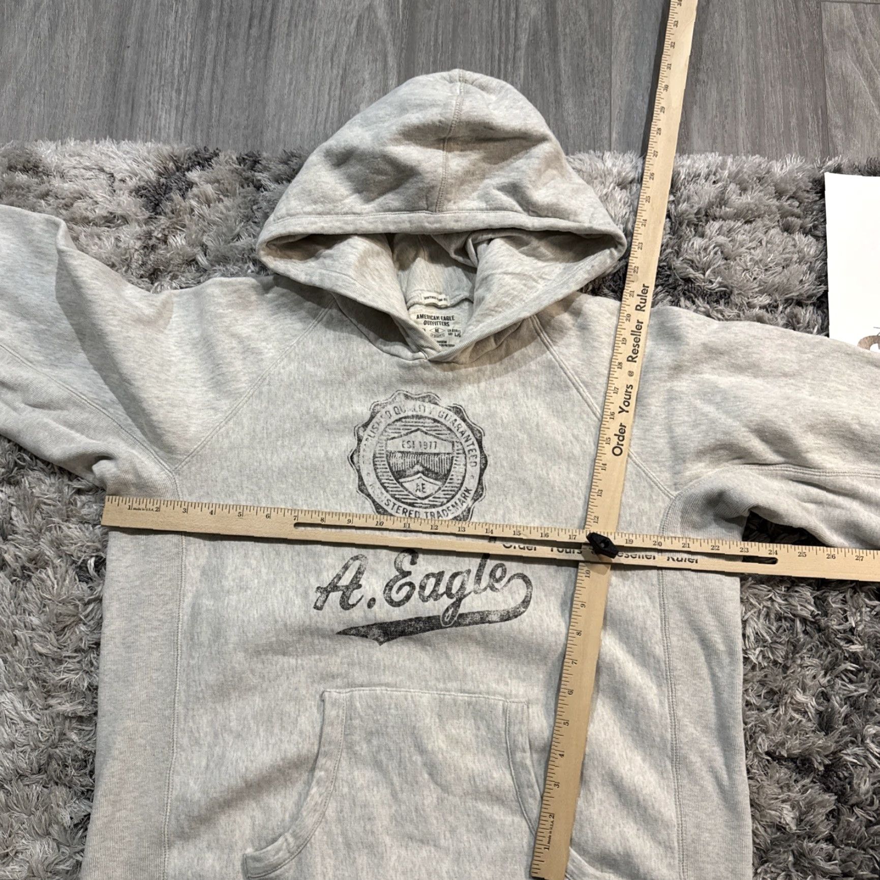 American Eagle Outfitters VINTAGE American Eagle Outfitters Slim Fit Retro Style Gray Long Sleeve Pullover Hoodie L Mens Y2K Size US L / EU 52-54 / 3 - 6 Thumbnail