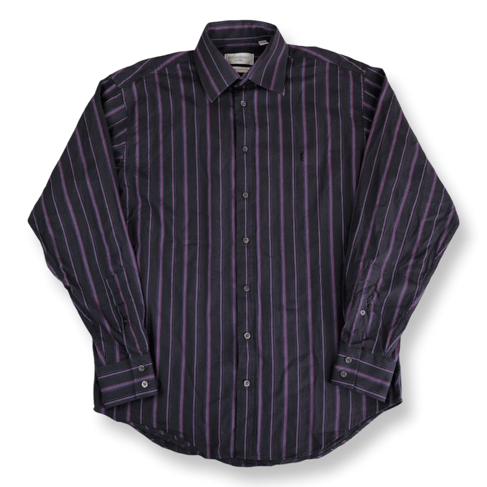 Vintage × Yves Saint Laurent YSL Shirt Striped Logo Size US M / EU 48-50 / 2 - 1 Thumbnail