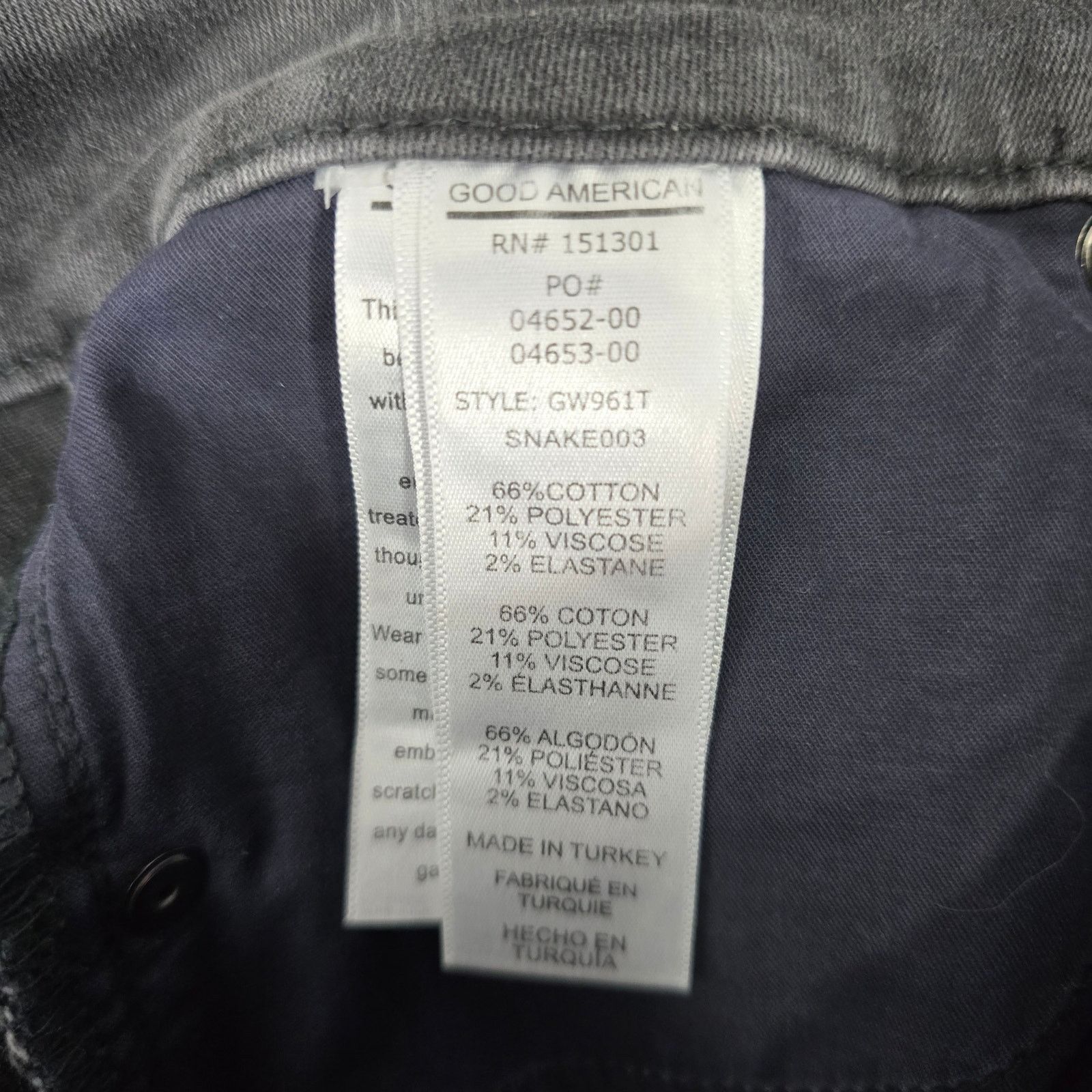 Good American Good American Good Waist Gray Snake Foil Skinny Jeans 4/27 Size 27" / US 4 / IT 40 - 5 Thumbnail