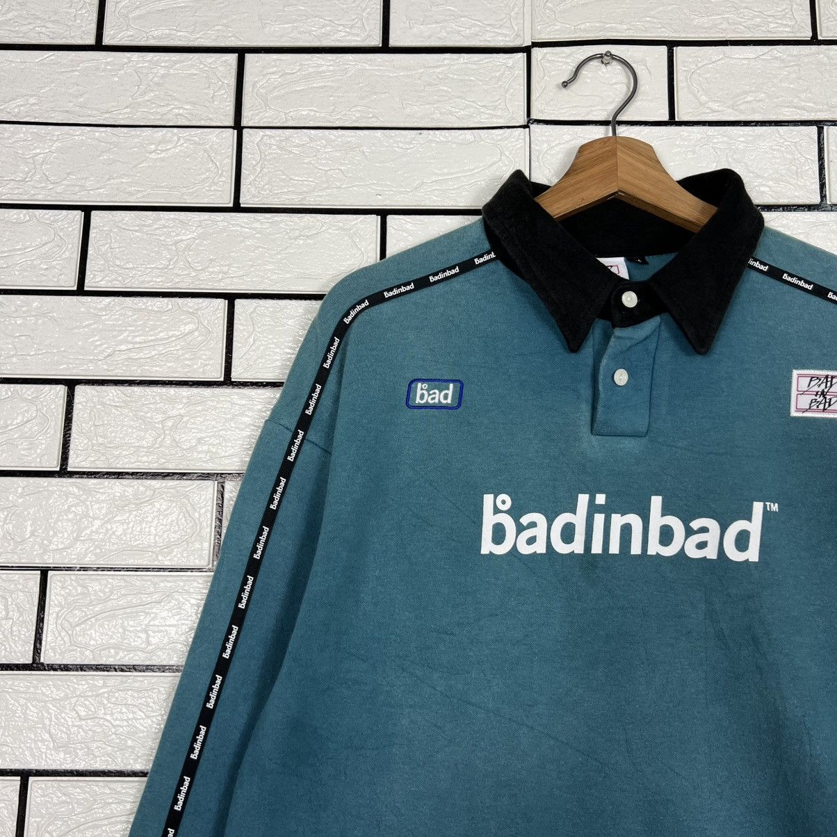 Vintage BAD IN BAD Big Logo Collared Sweatshirt #4181-C191 Size US M / EU 48-50 / 2 - 8 Thumbnail