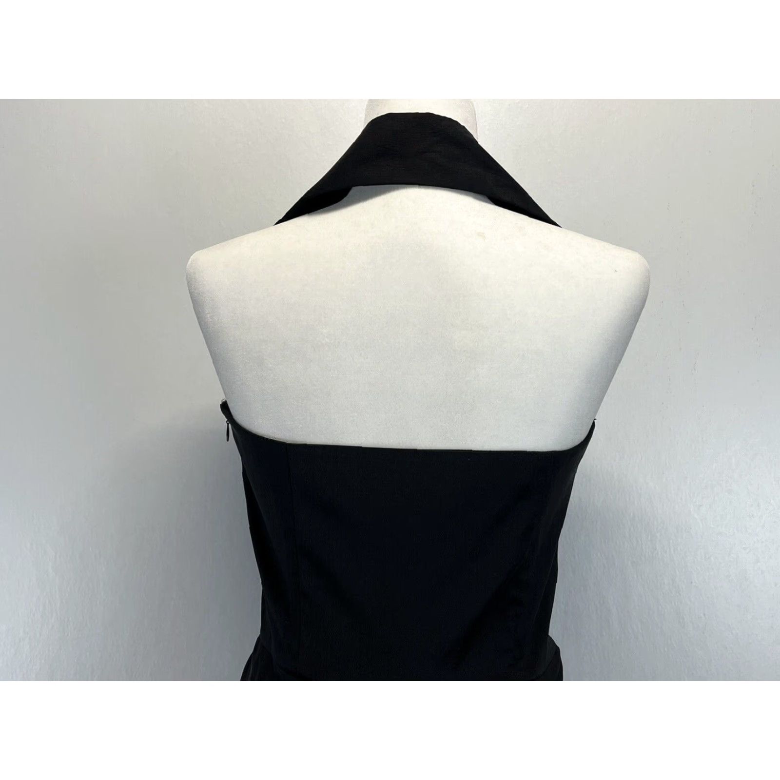 Vintage VINTAGE U3 Collection Womens V-Neck Collared Halter Midi Dress Black Size 4 Size S / US 4 / IT 40 - 4 Thumbnail