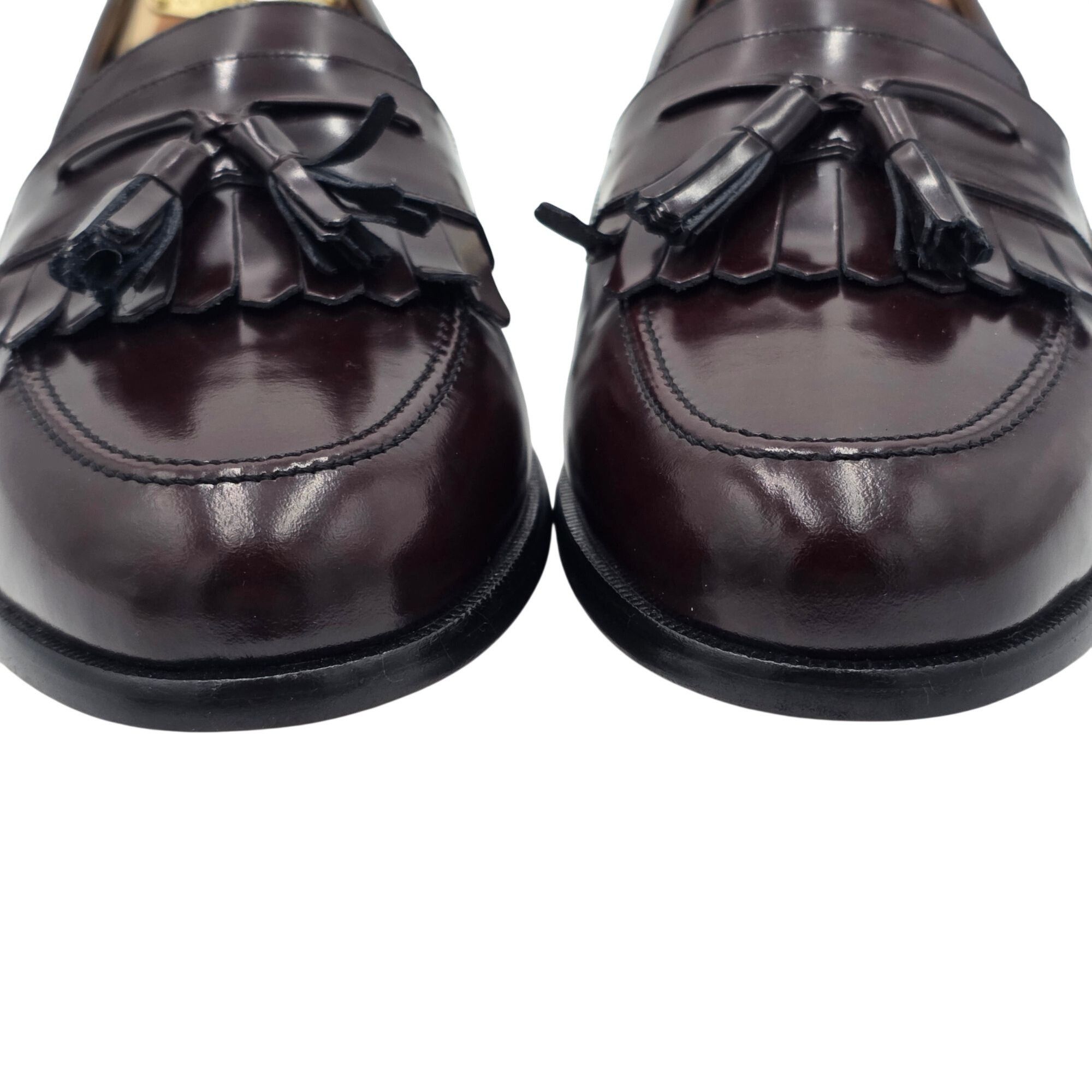 Mezlan Mezlan Spain Burgundy Gloss Leather Tassel Kiltie Loafers Size US 11.5 / EU 44-45 - 9 Thumbnail