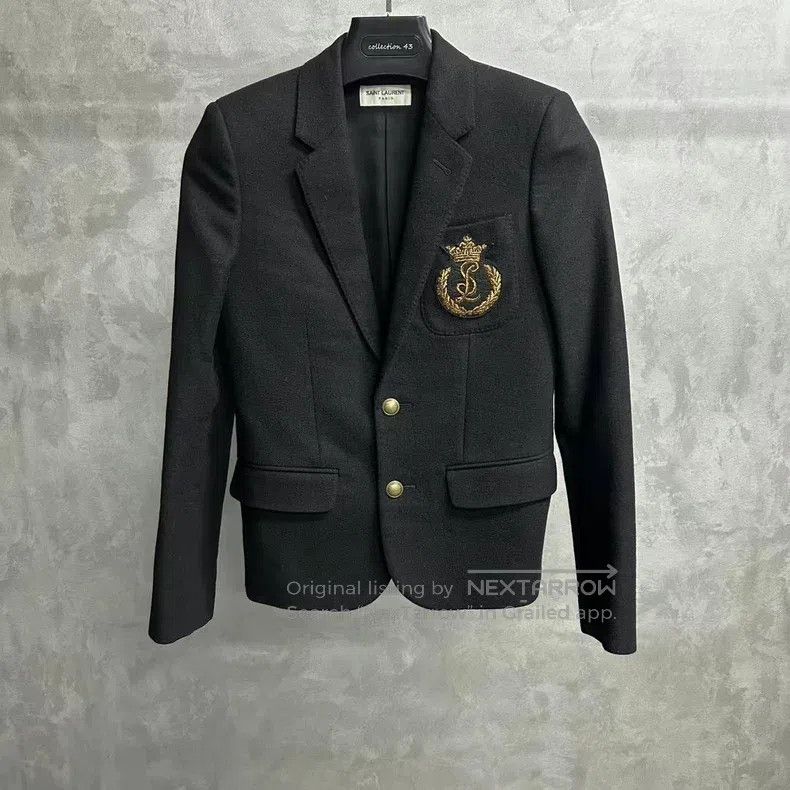 Saint Laurent Paris Saint Laurent Paris Black wool college style embroidered l Size XXS / US 00 / IT 34 - 1 Thumbnail