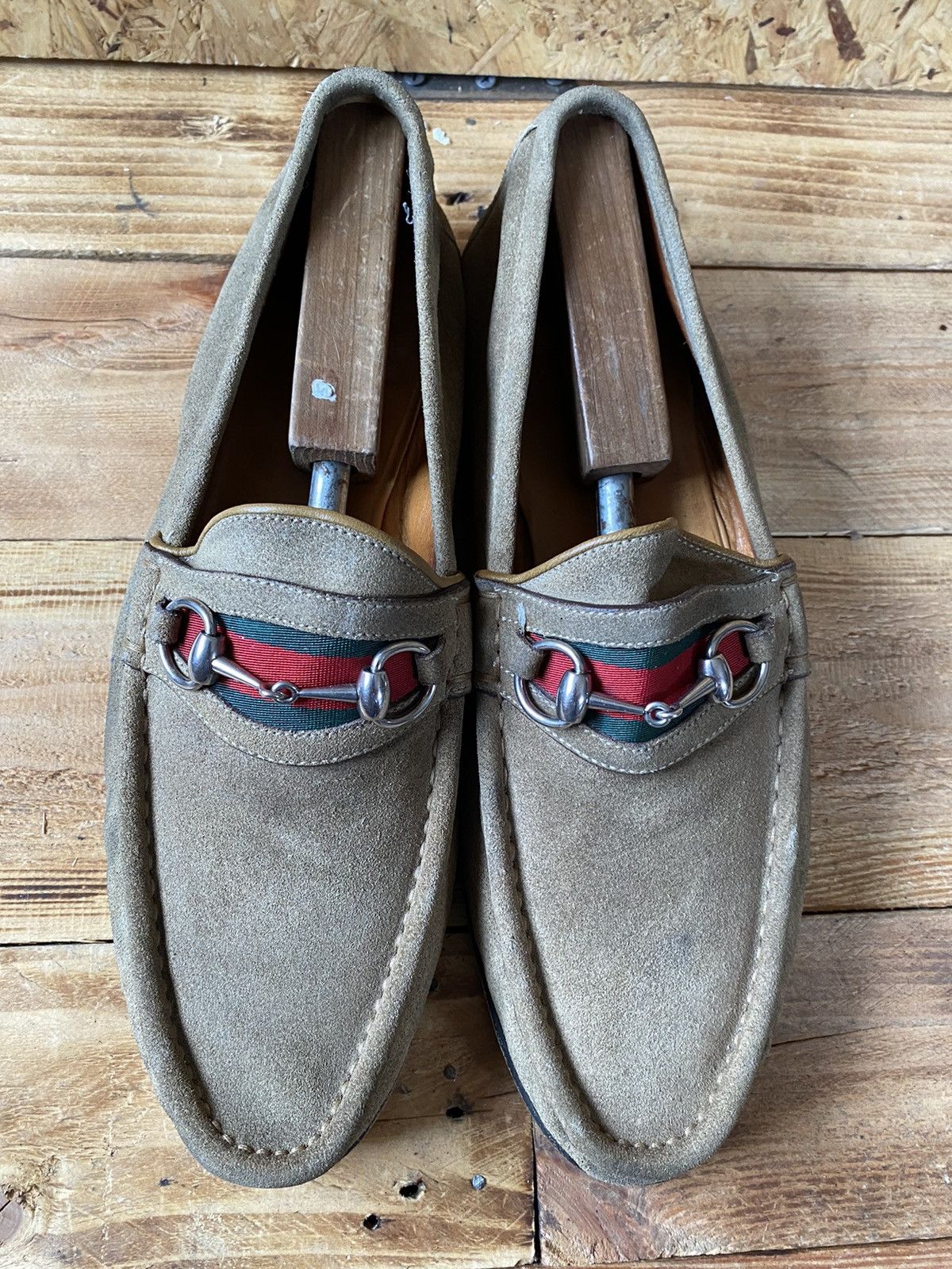 Gucci Gucci horsebit 3 stripes suede gray loafers sz uk 11D Size US 12 / EU 45 - 2 Thumbnail