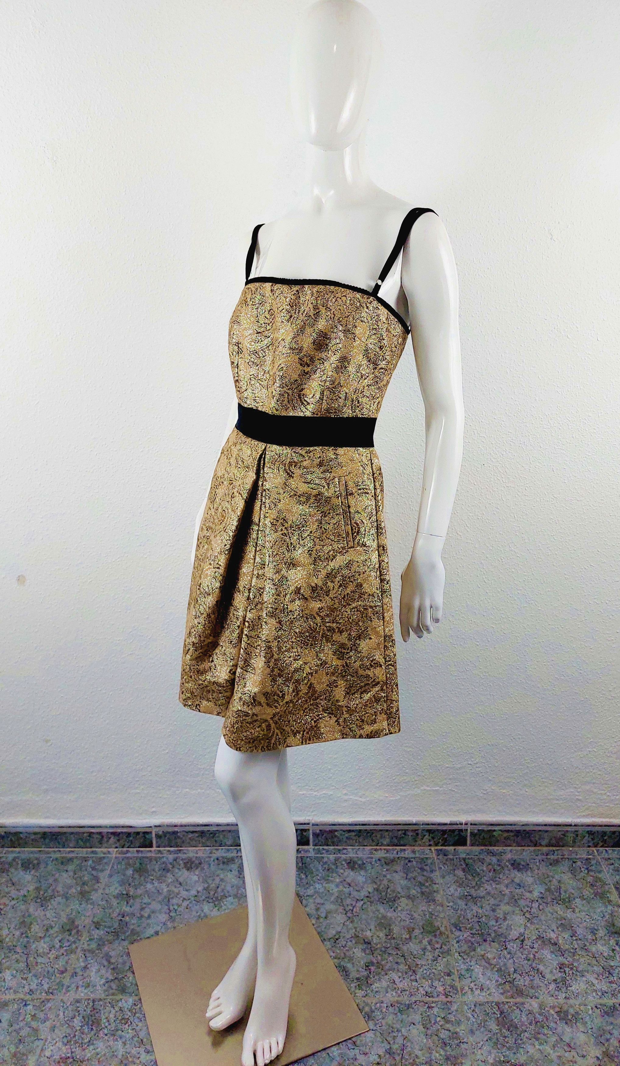 Dolce & Gabbana Dolce & Gabbana Gold Floral Gold Amy Winehouse Gown Dress Size M / US 6-8 / IT 42-44 - 9 Thumbnail