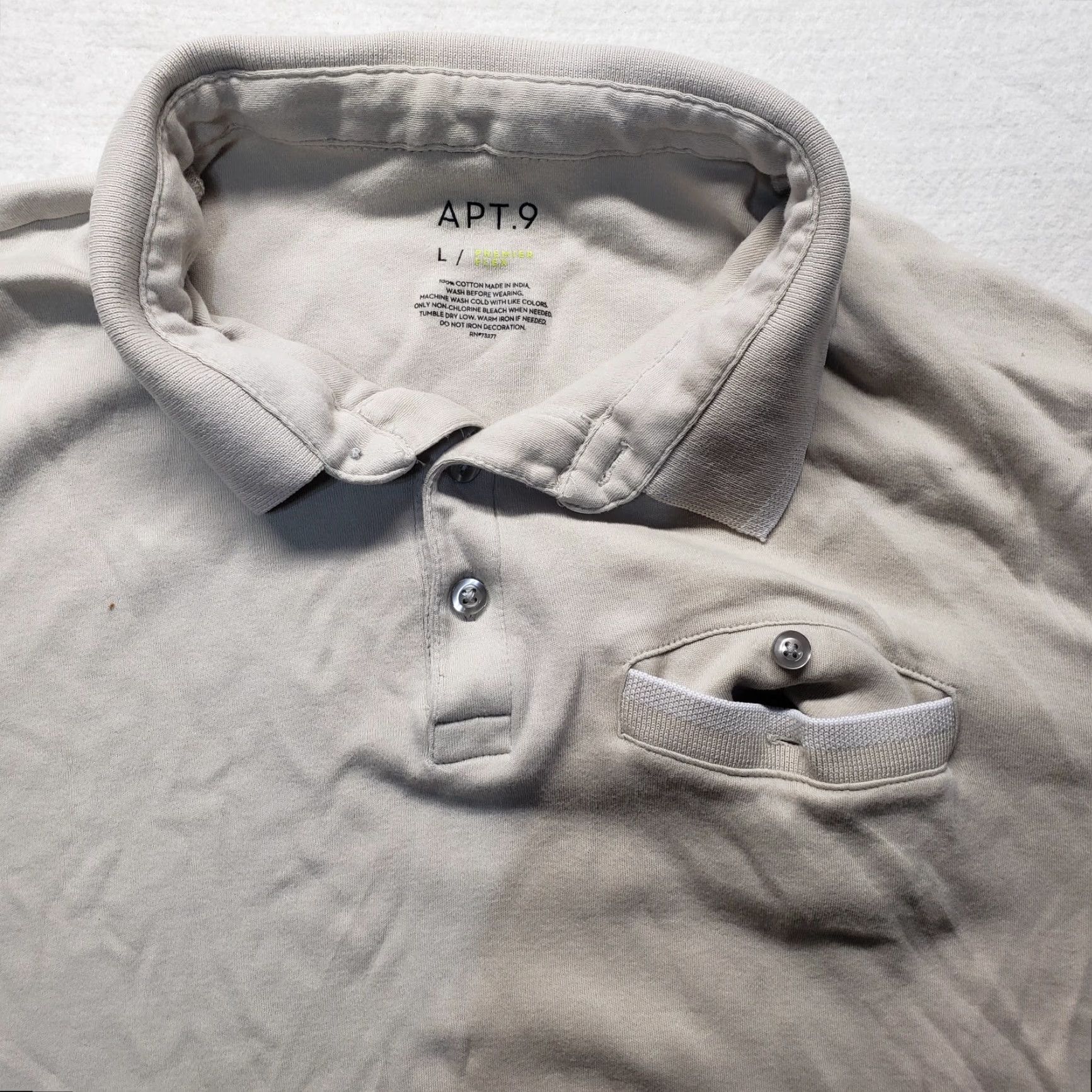 Apt. 9 APT.9 Solid White Polo Shirt 3-Button Pocket Women's Large Polo Shirt White 100% Cotton Mens Womens Girls Size L / US 10 / IT 46 - 2 Thumbnail