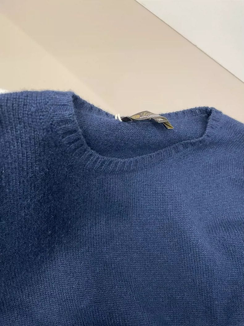 Loro Piana LORO PIANA Blue and navy round neck cashmere sweater Size S / US 4 / IT 40 - 9 Thumbnail