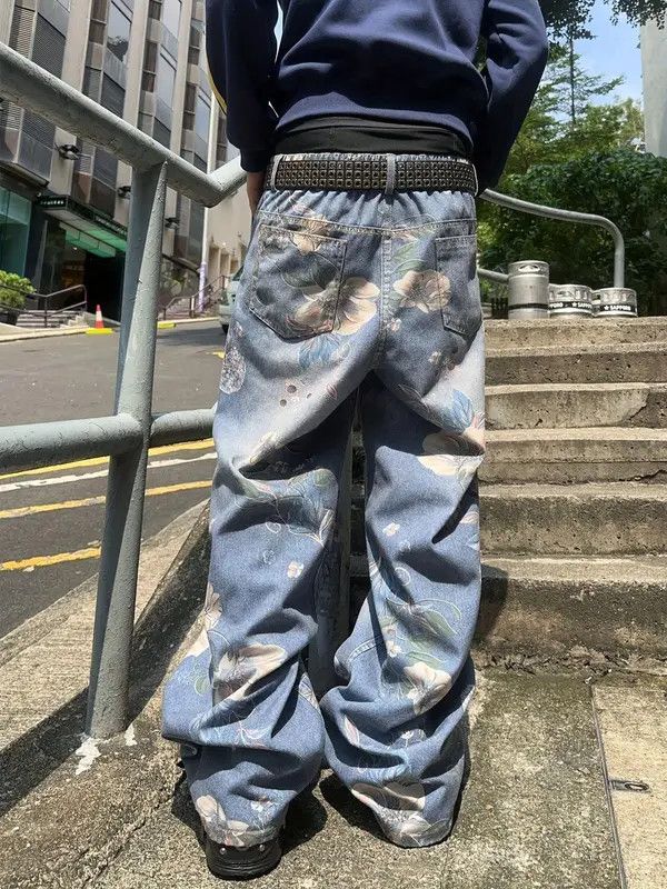 Jean Asabuki x Jinno Vintage Floral Wide-Leg Jeans Size US 32 / EU 48 - 3 Thumbnail