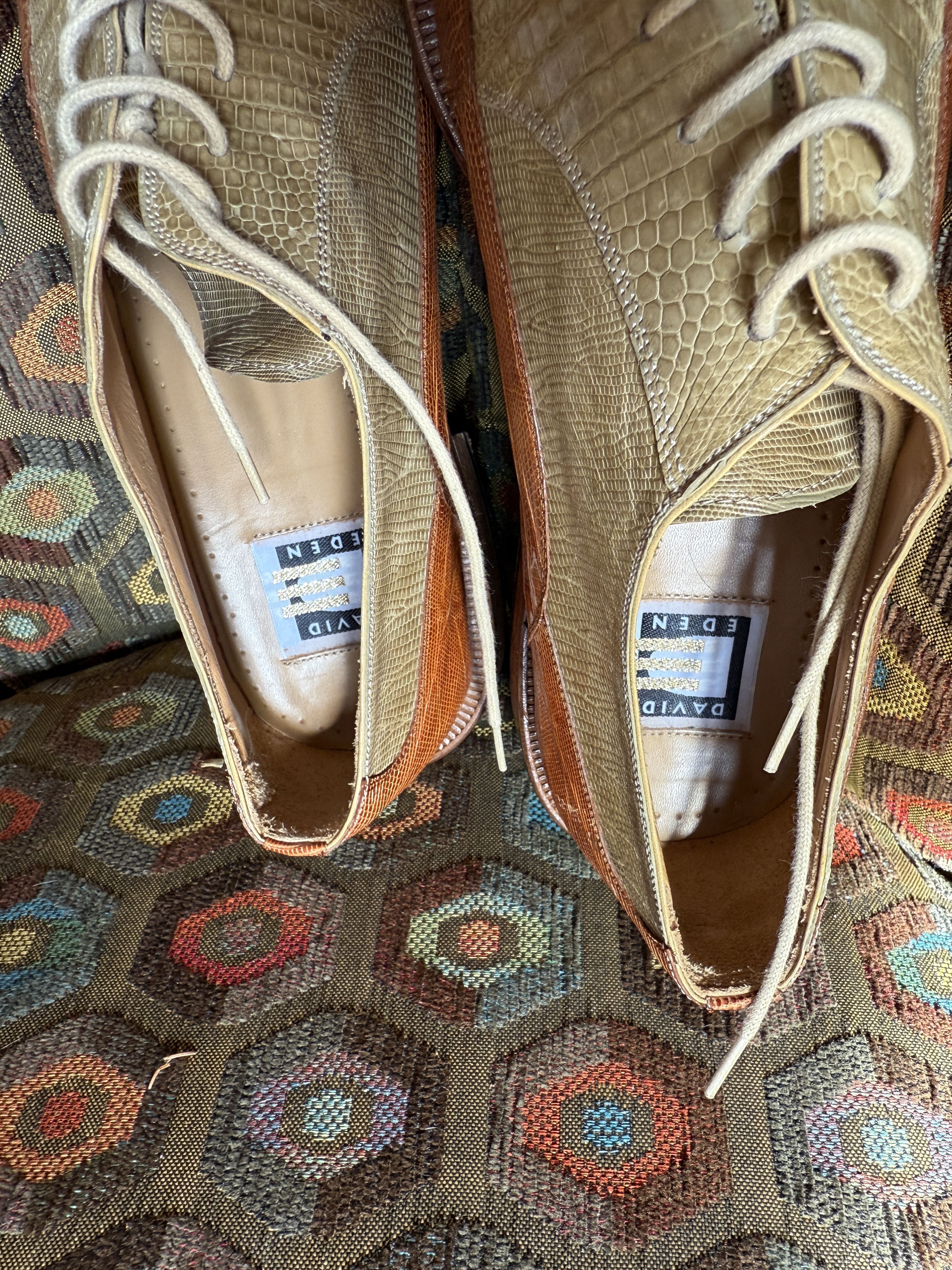 David Eden TWIST teju lizard spectators caramel/bone + box, bag, trees Size US 9 / EU 42 - 11 Thumbnail