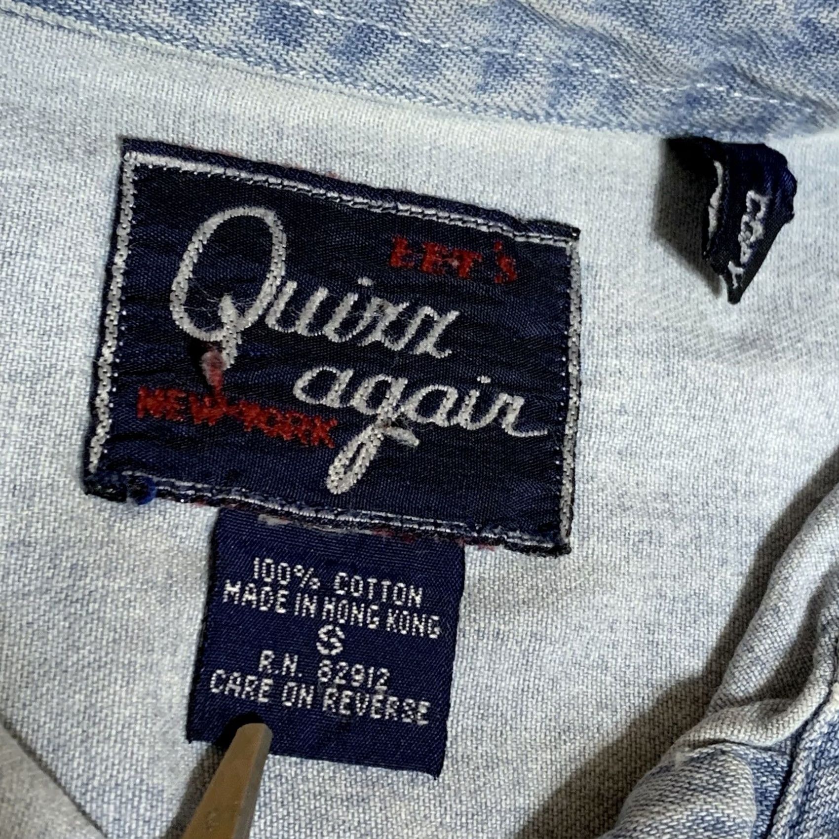 Vintage VINTAGE Lets Quinn Again Women's Shirt Cowboy Bears Blue Short Sleeve Button-Up Top Sz A S Size S / US 4 / IT 40 - 6 Thumbnail