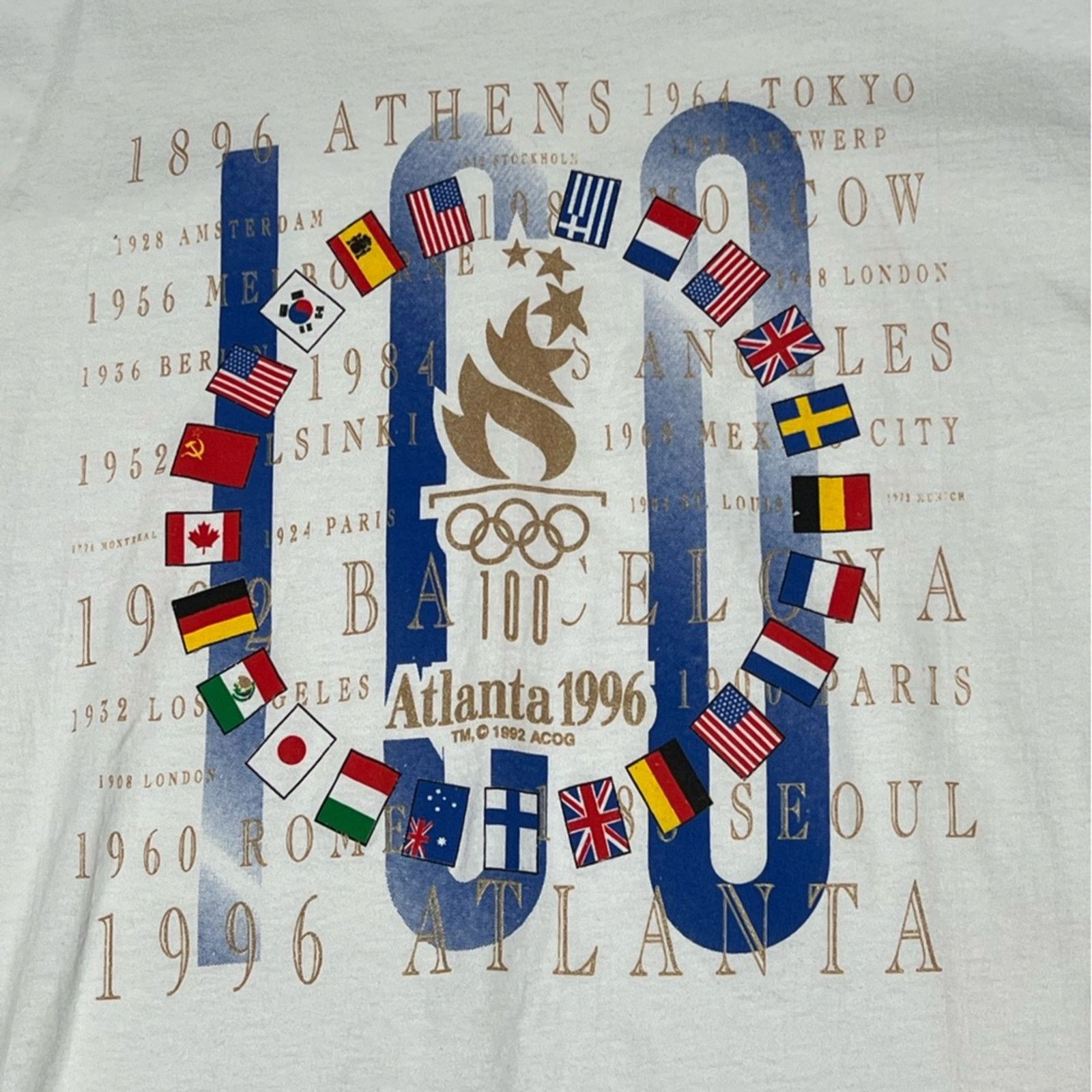 Hanes VINTAGE 1996 Olympics Shirt Single Stitch DeadStock 90s Size US XL / EU 56 / 4 - 3 Thumbnail