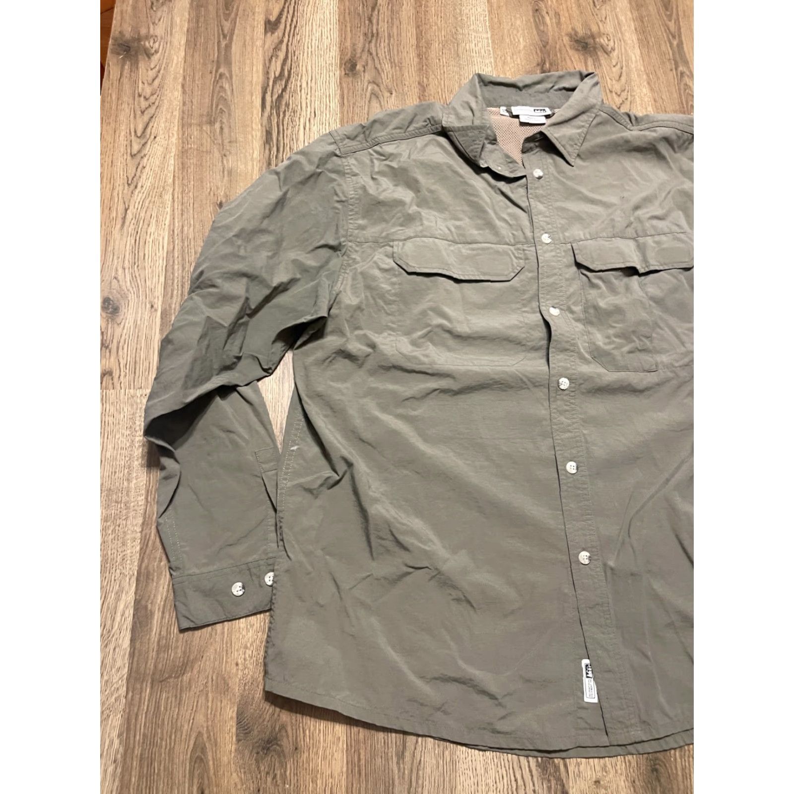 Vintage REI Shirt Men's Size Large Green Long Sleeve Button Up Chest Pockets Size US L / EU 52-54 / 3 - 3 Thumbnail