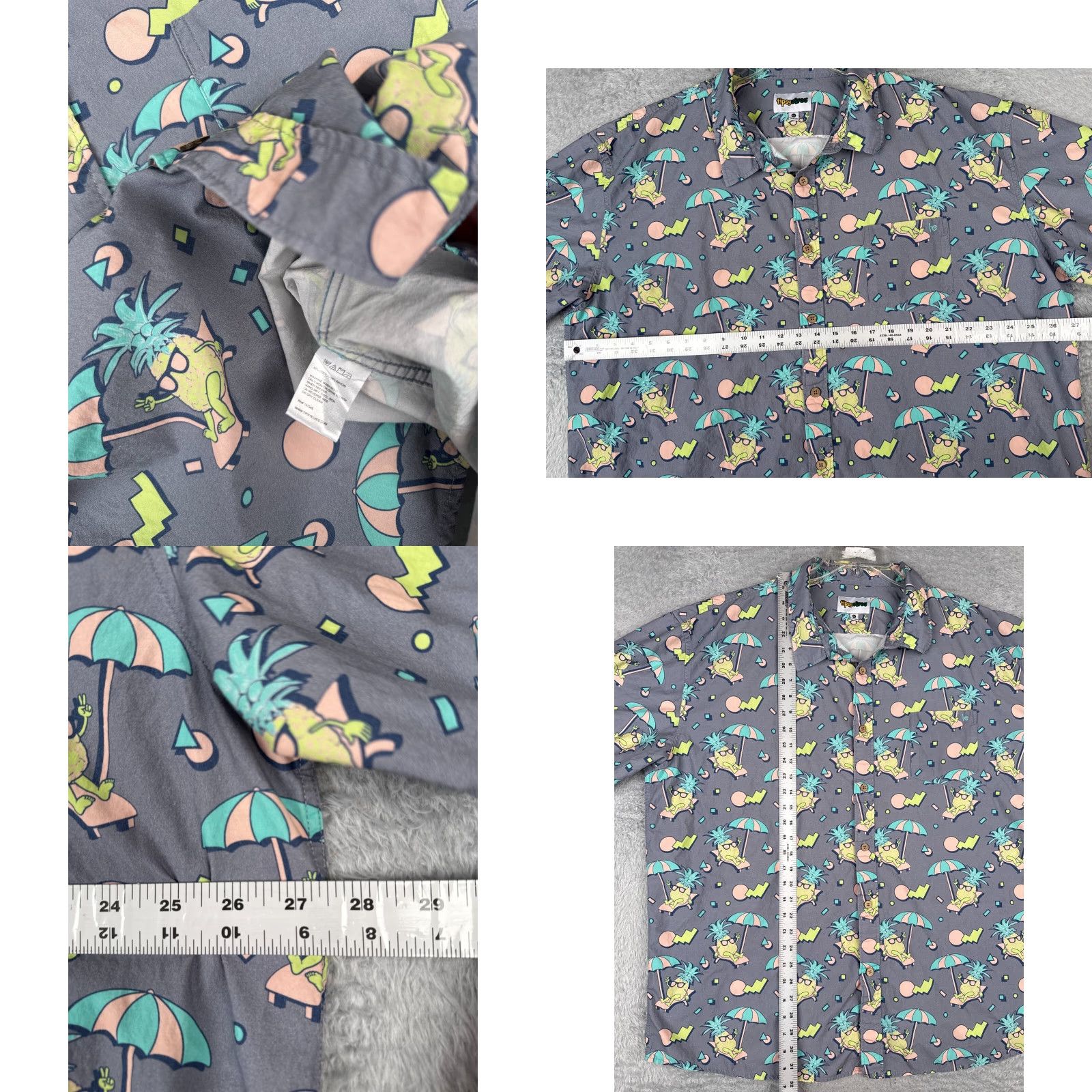 Vintage VINTAGE Tipsy Elves Shirt Mens 3XL Gray Pineapple Peace Out Button Up Hawaiian 90s Beach Aloha Outdoor Palm Mens Size US XXL / EU 58 / 5 - 8 Thumbnail