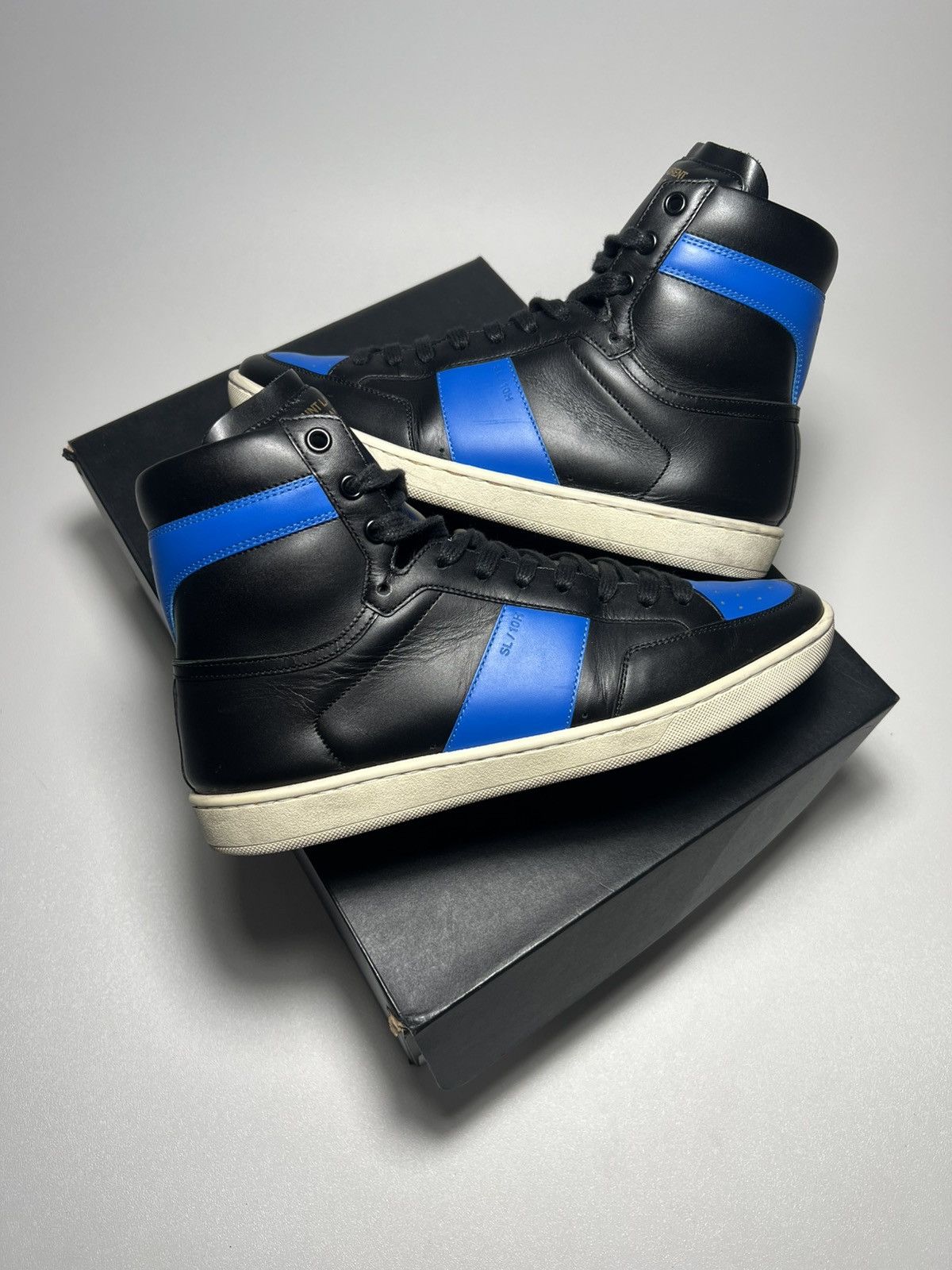 Saint Laurent Paris Signature Court Classic SL/10H Royal Leather High Top Size US 7 / EU 40 - 3 Thumbnail