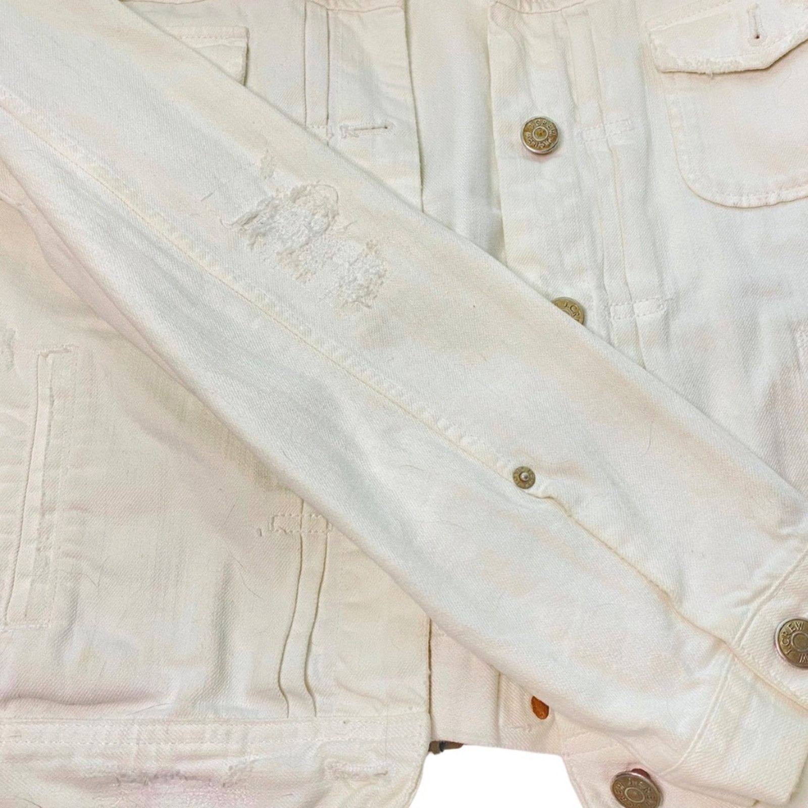 J.Crew J. CREW Vintage White Denim Utility Jacket Size L / US 10 / IT 46 - 9 Thumbnail