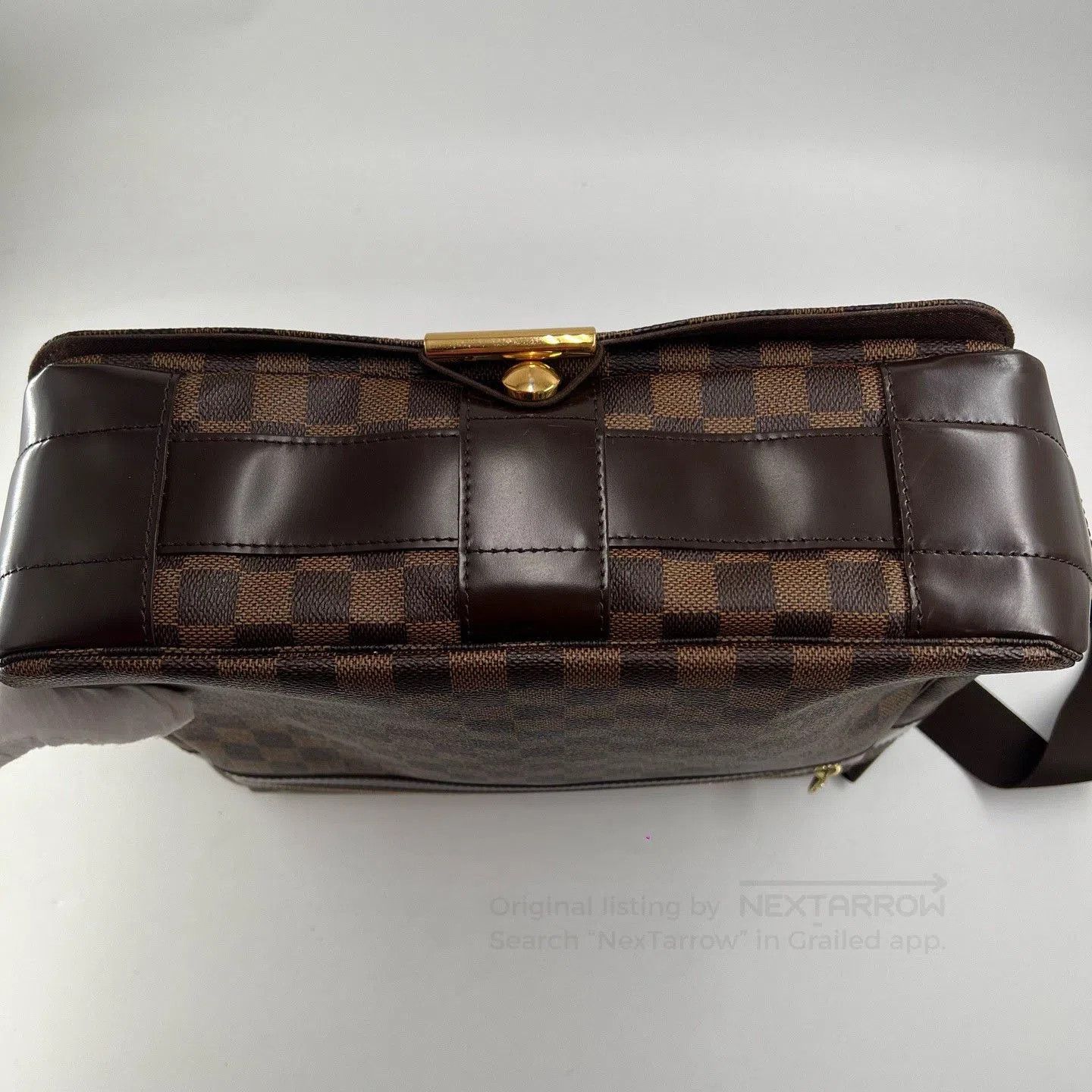 Louis Vuitton LV Men's Brown Checkered Flap Crossbody Briefcase. Size ONE SIZE - 4 Thumbnail