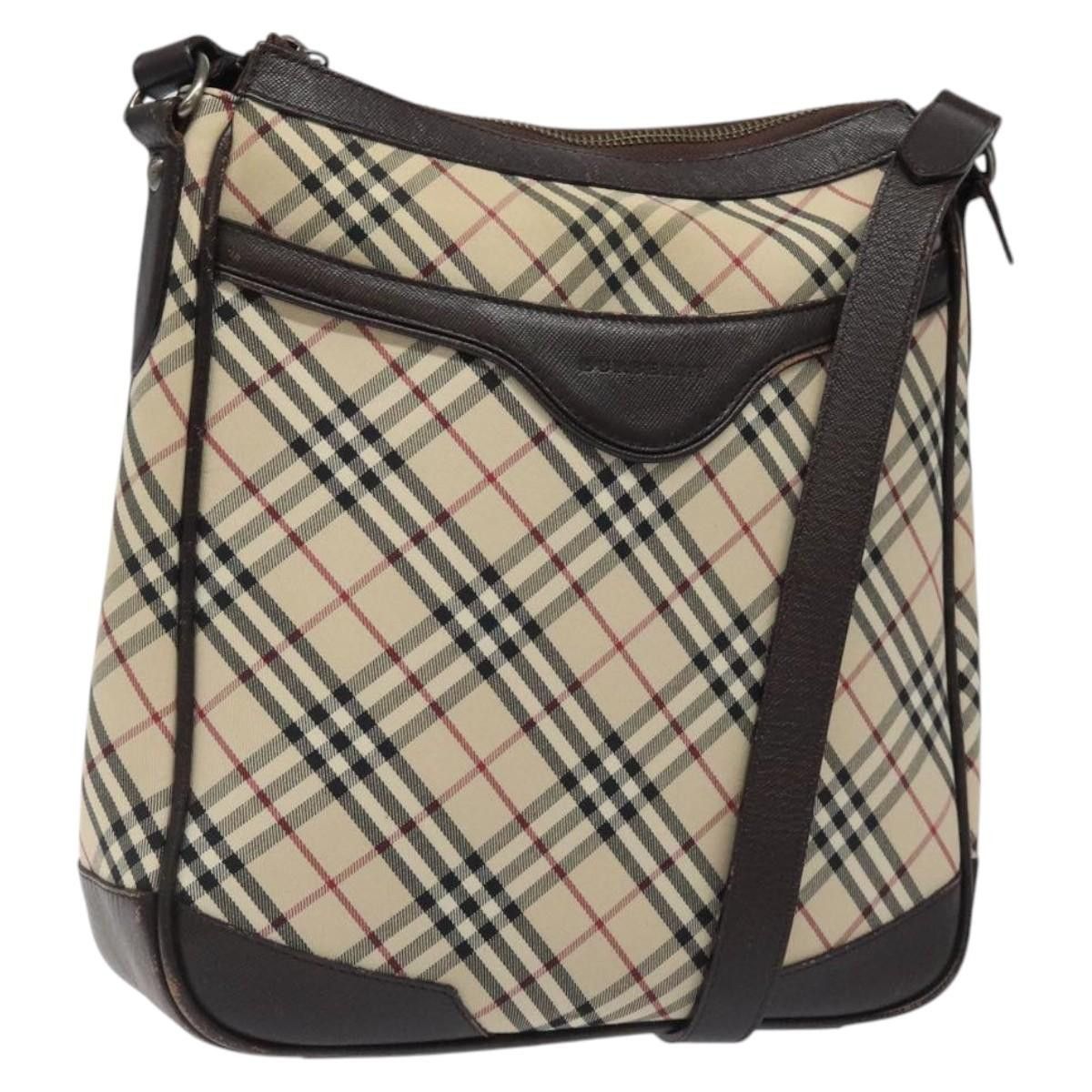 Burberry Nova Check Shoulder Bag Canvas Beige Auth 118363, Women's