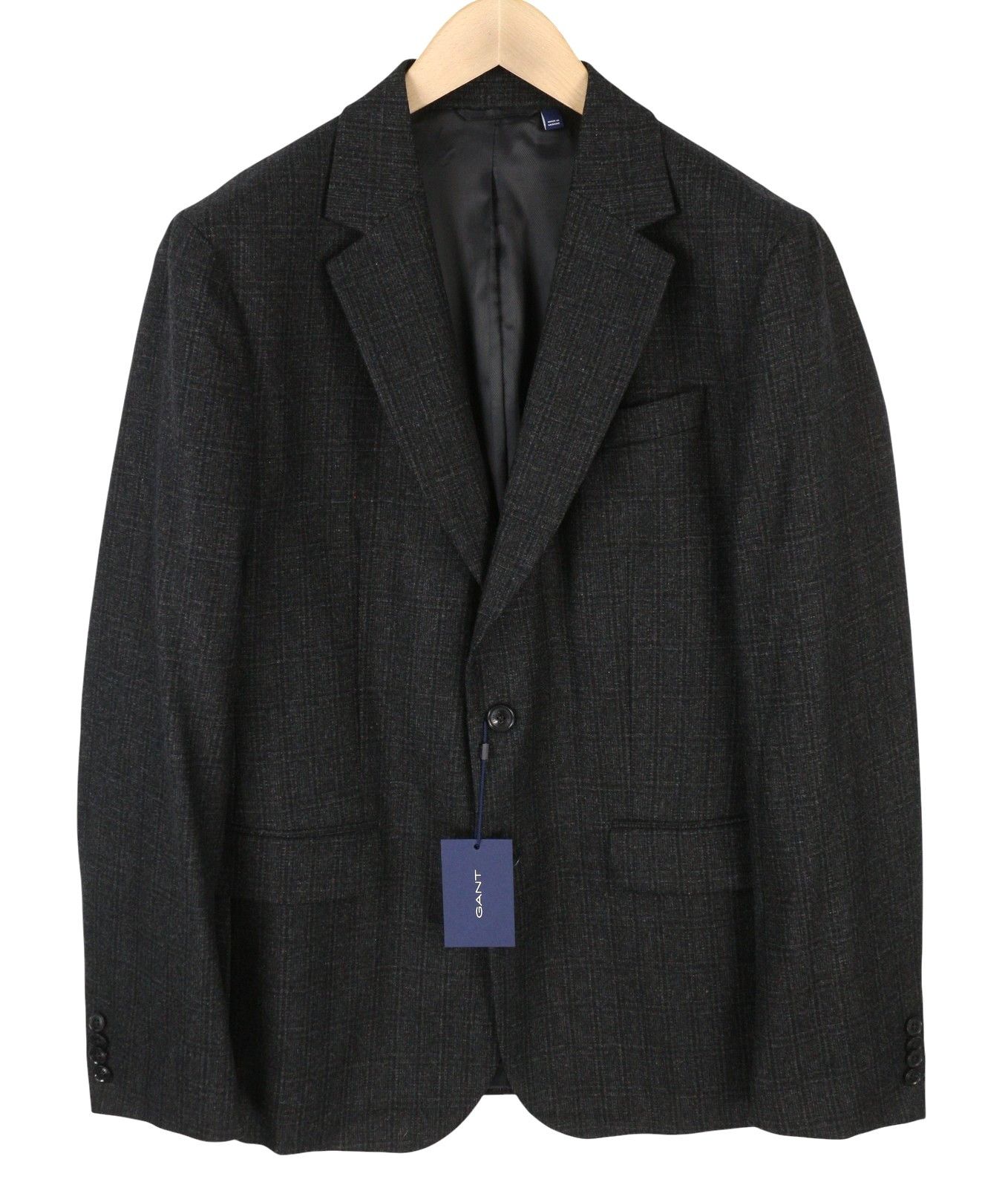 Gant FLANNEL CHECK EU54 Charcoal Wool Blend Blazer 87329 Size 44R - 4 Thumbnail