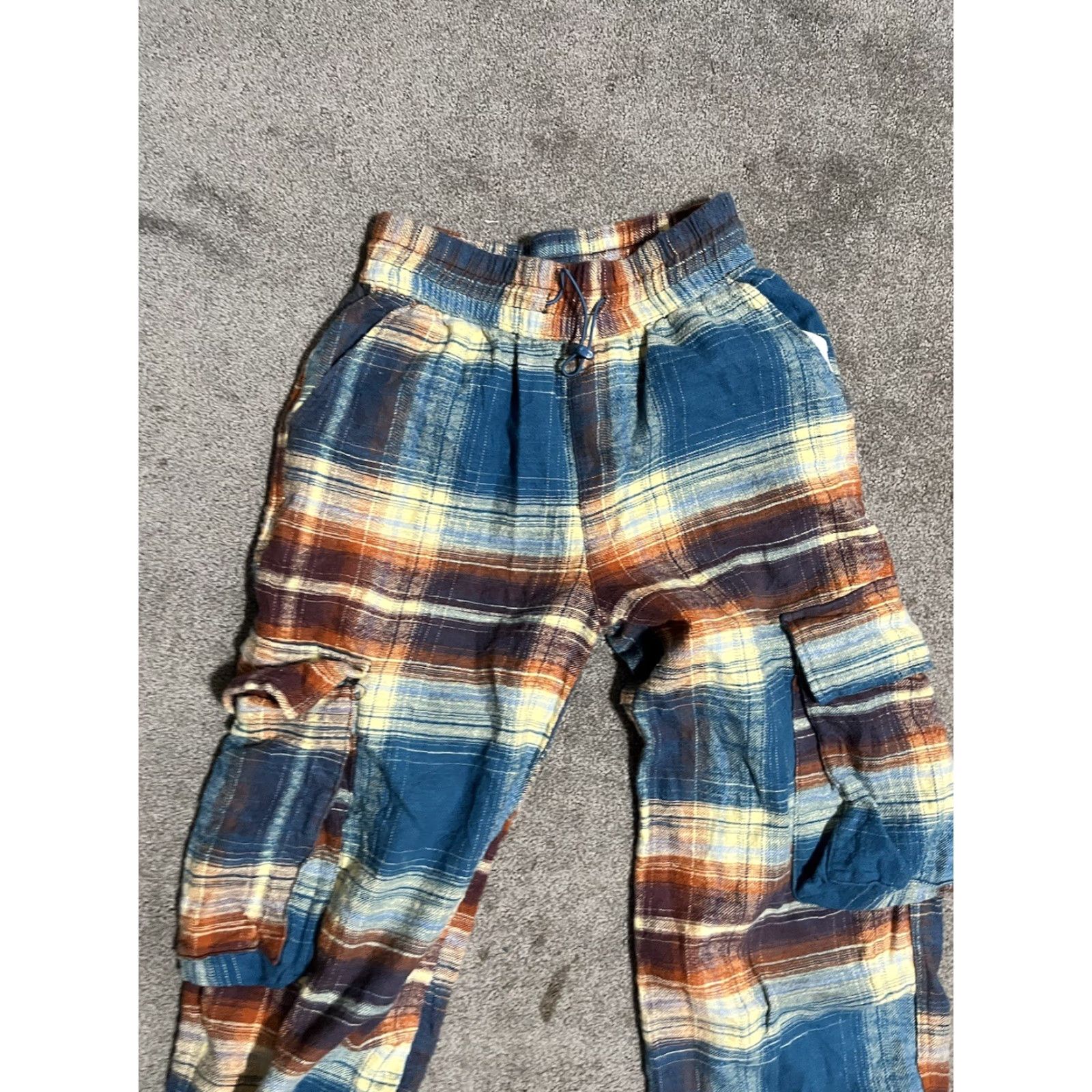 Urban Outfitters VINTAGE Urban Outfitters BDG Darren Flannel Blue & Orange Plaid Cargo Pants XS Size 26" / US 2 / IT 38 - 4 Thumbnail