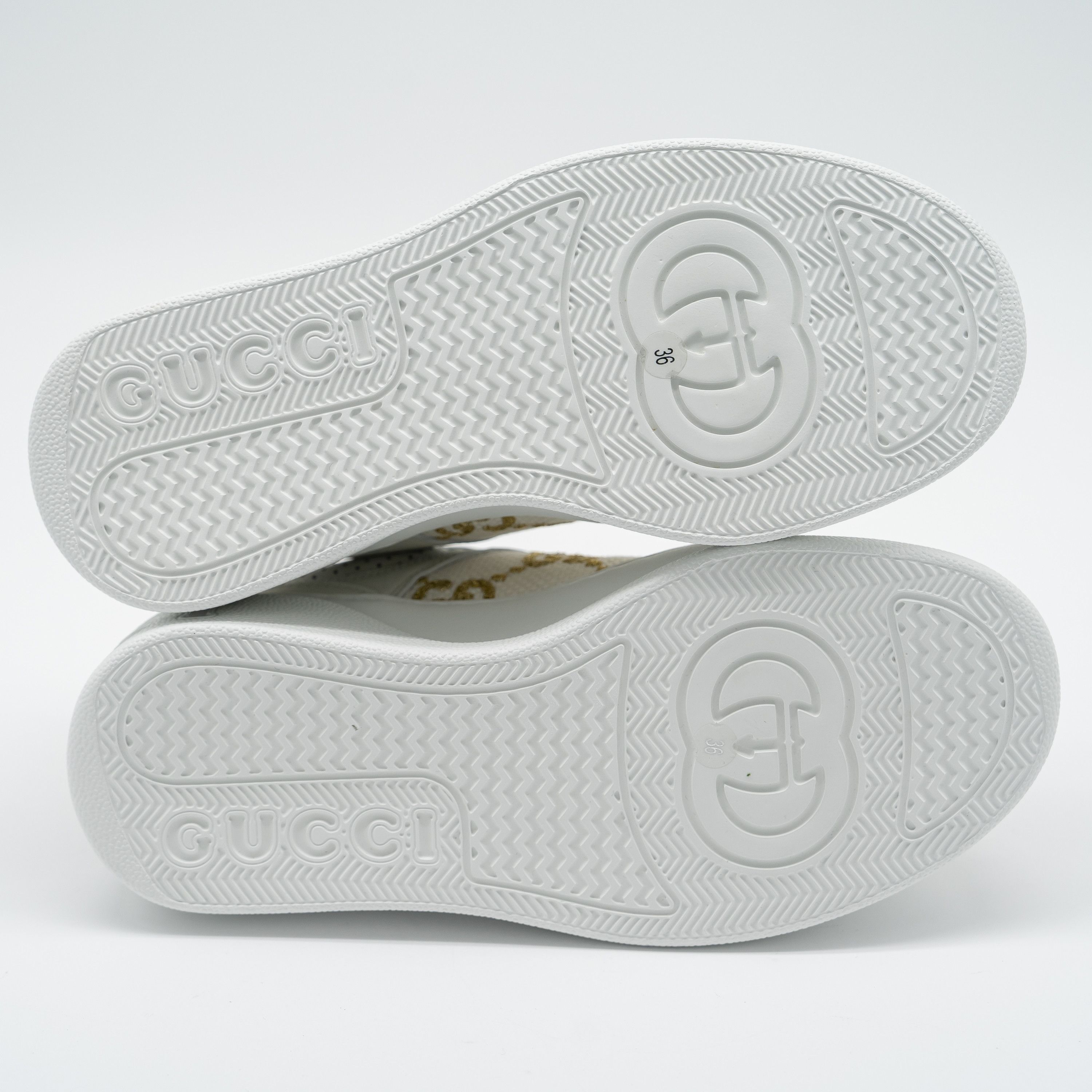 Gucci 6us Gucci GG White Gold Leather Sneakers Chunky Size US 6 / IT 36 - 6 Thumbnail