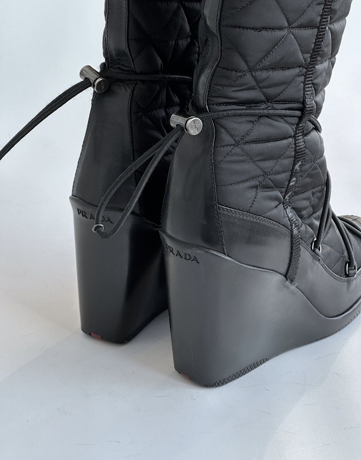 Prada *sz39.5* PRADA 2005 Fur Padded Logo Boots shoes vintage rap Size US 9.5 / IT 39.5 - 12 Thumbnail