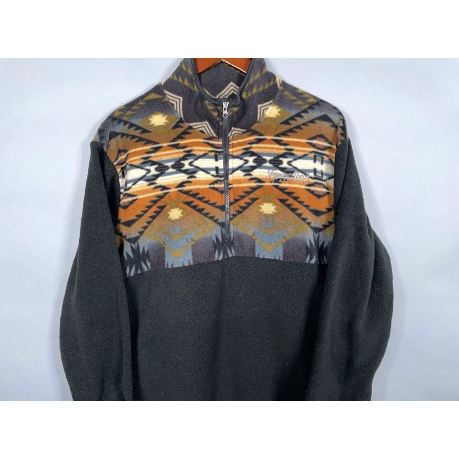 Vintage VINTAGE Franconia Notch State Park 1/2 Zip Fleece Pullover Jacket Black Southwestern Geometric Lightweight Regular Mens Large Size US L / EU 52-54 / 3 - 3 Thumbnail