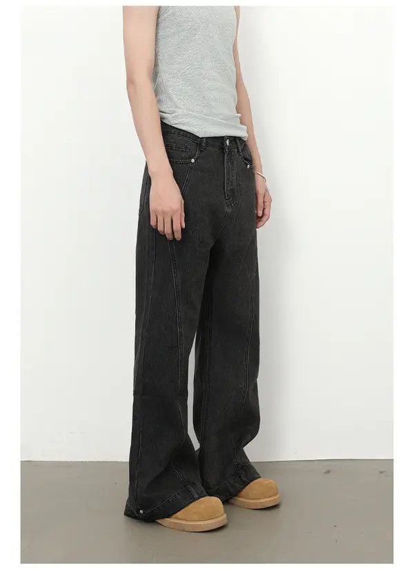 Japanese Brand VIBE Trendy retro patchwork loose flared straight jeans Size US 32 / EU 48 - 3 Thumbnail