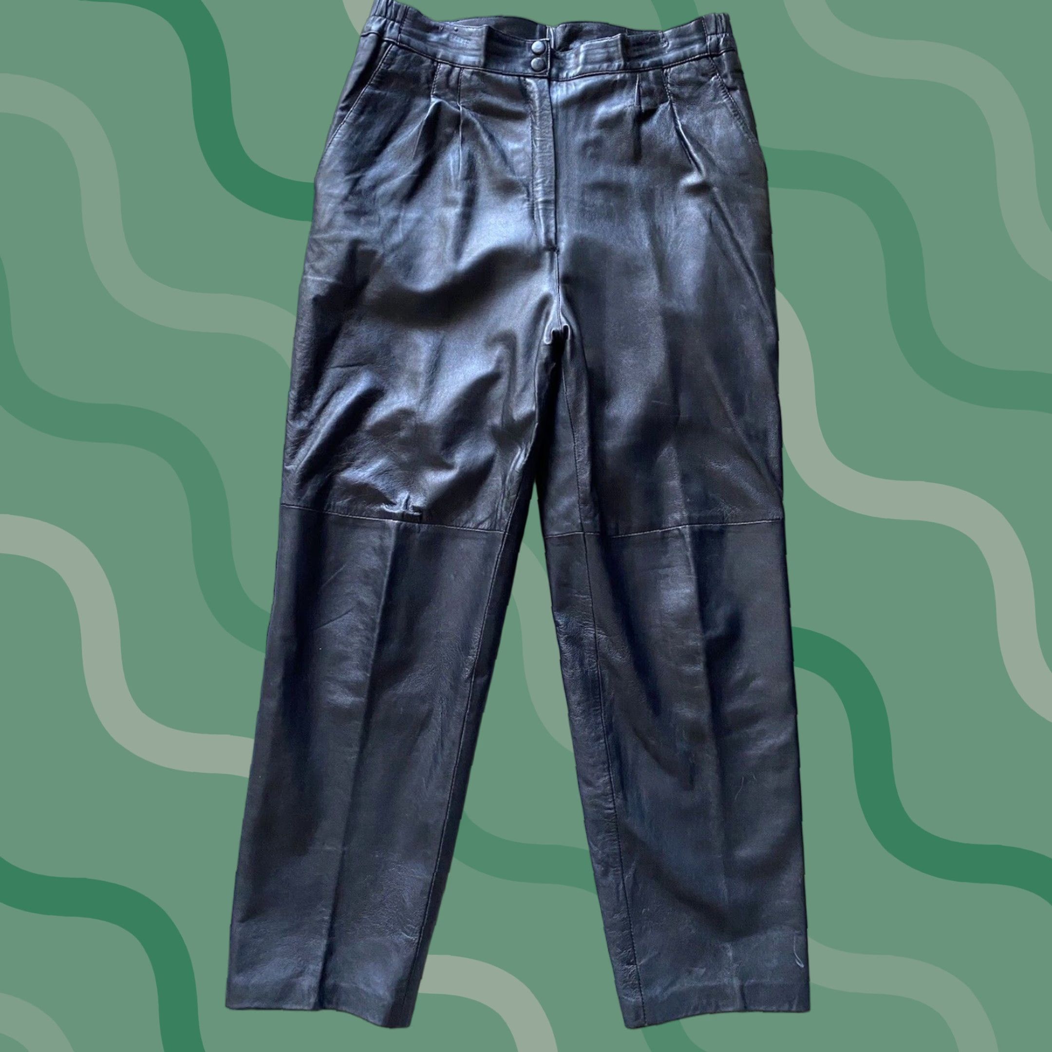 Vintage Jessica Taylor Leather Pants Black Women Size 12 Size 34" / US 12 / IT 48 - 1 Thumbnail