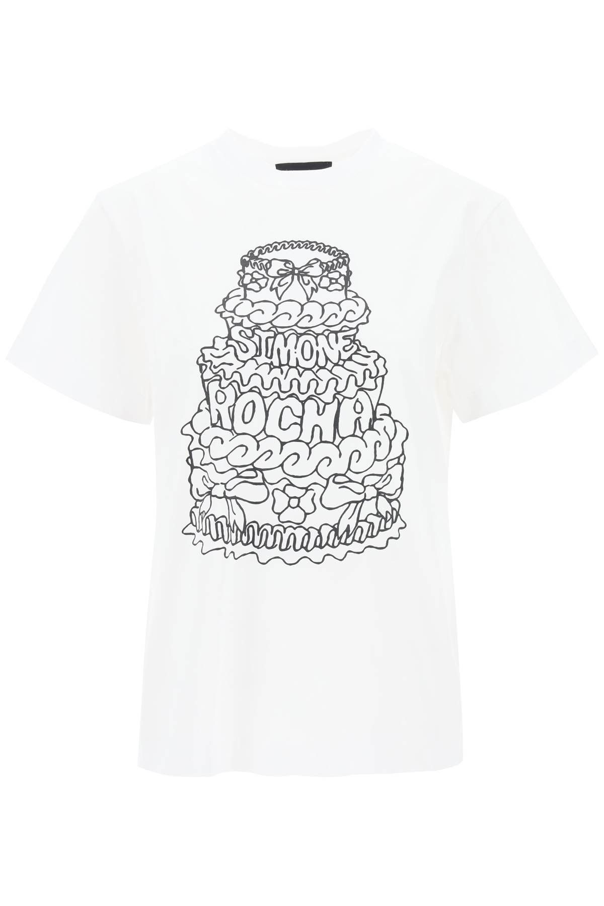 image of Simone Rocha Cake Crewneck T-Shirt in White Black, Women's (Size Large)