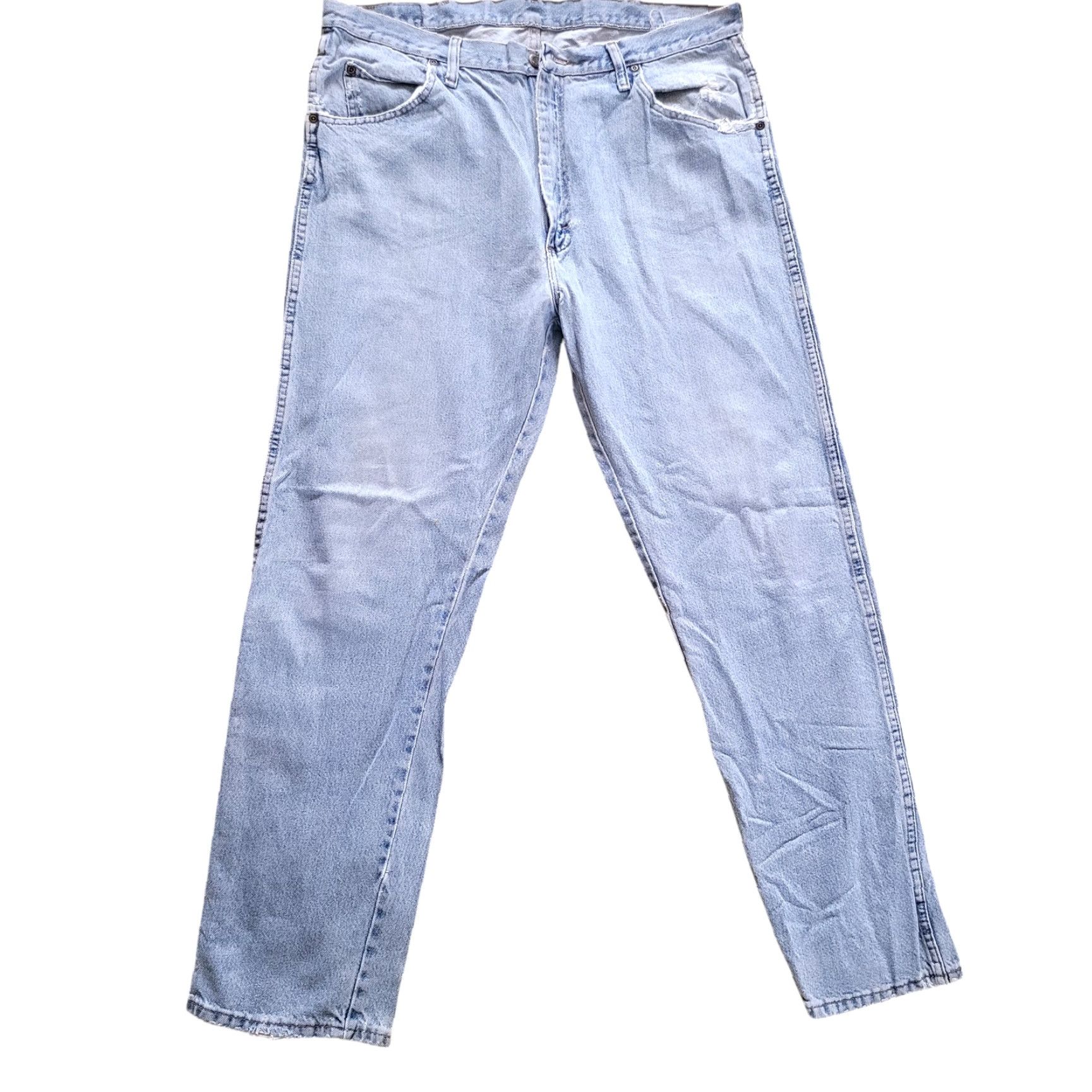 Wrangler Wrangler Jeans Men's Regular Fit W36 x L32 Light Blue Denim Distressed Jea ns Size US 32 / EU 48 - 2 Thumbnail