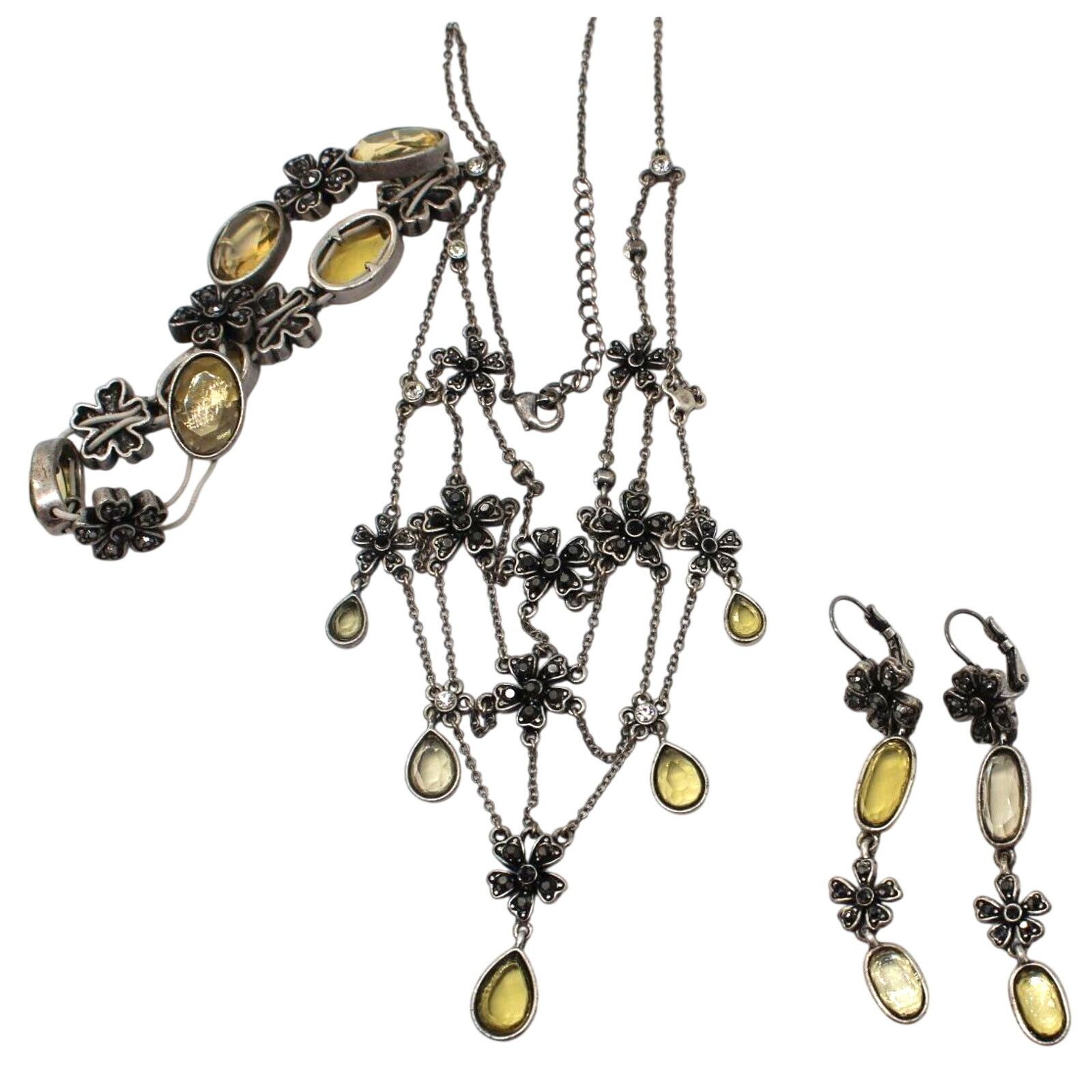 Other Vintage Parure Set •Necklace Bracelet Earrings •Yellow •16" Size ONE SIZE - 5 Thumbnail