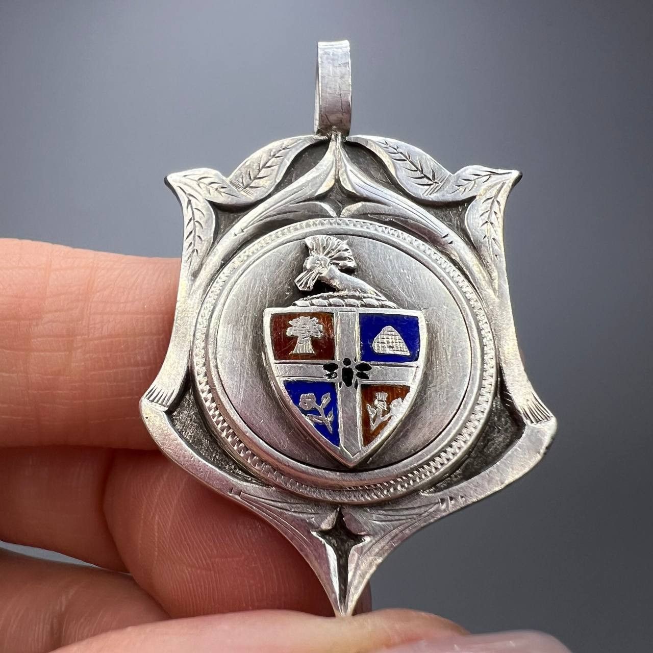 1910 Antique Silver Medal Jewelry Luton League Award England